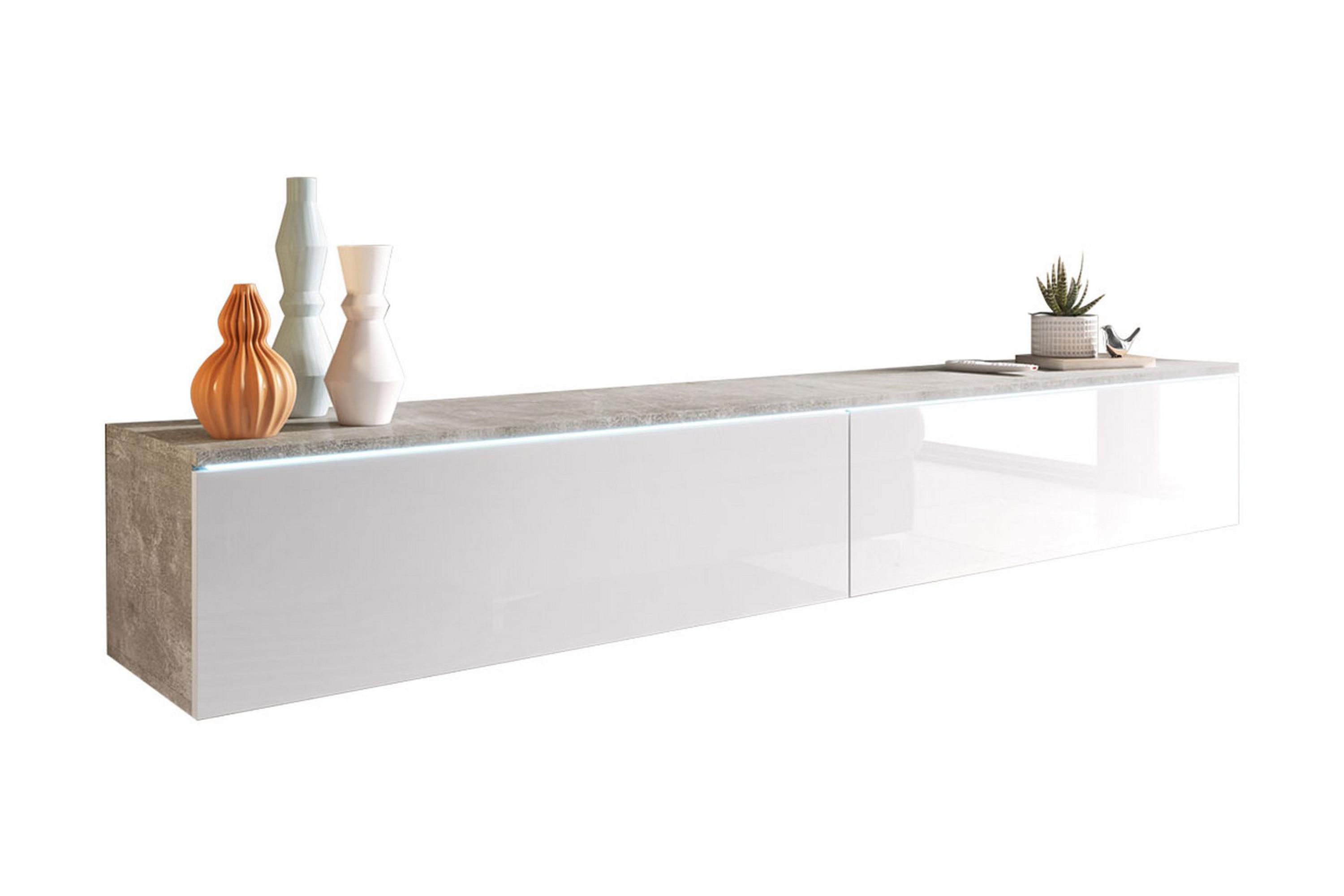 TV-bänk Lourmais 180 cm LED-belysning VitGråVit LED