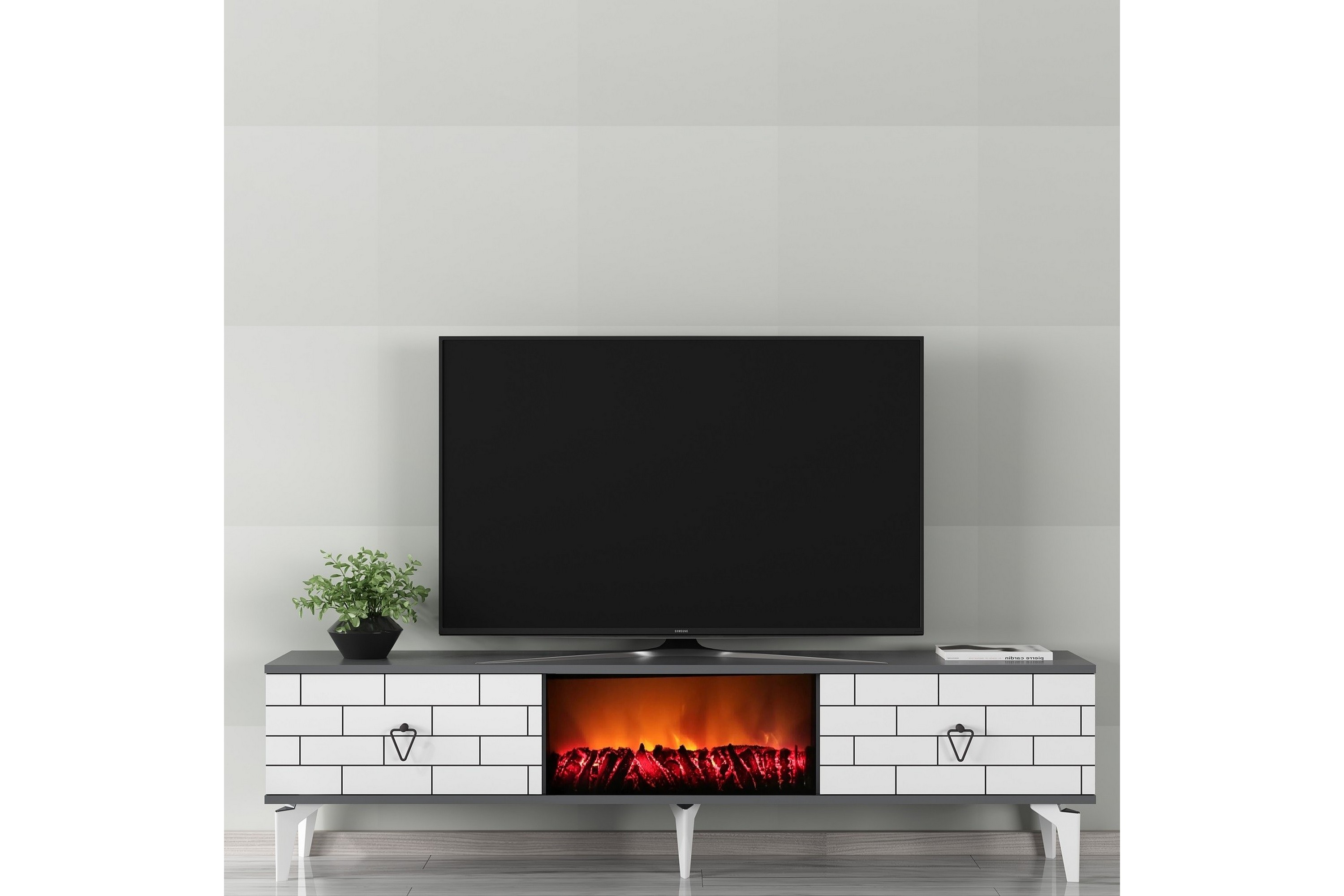 Tv-bänk Mangla 150 cm Vit/Grå