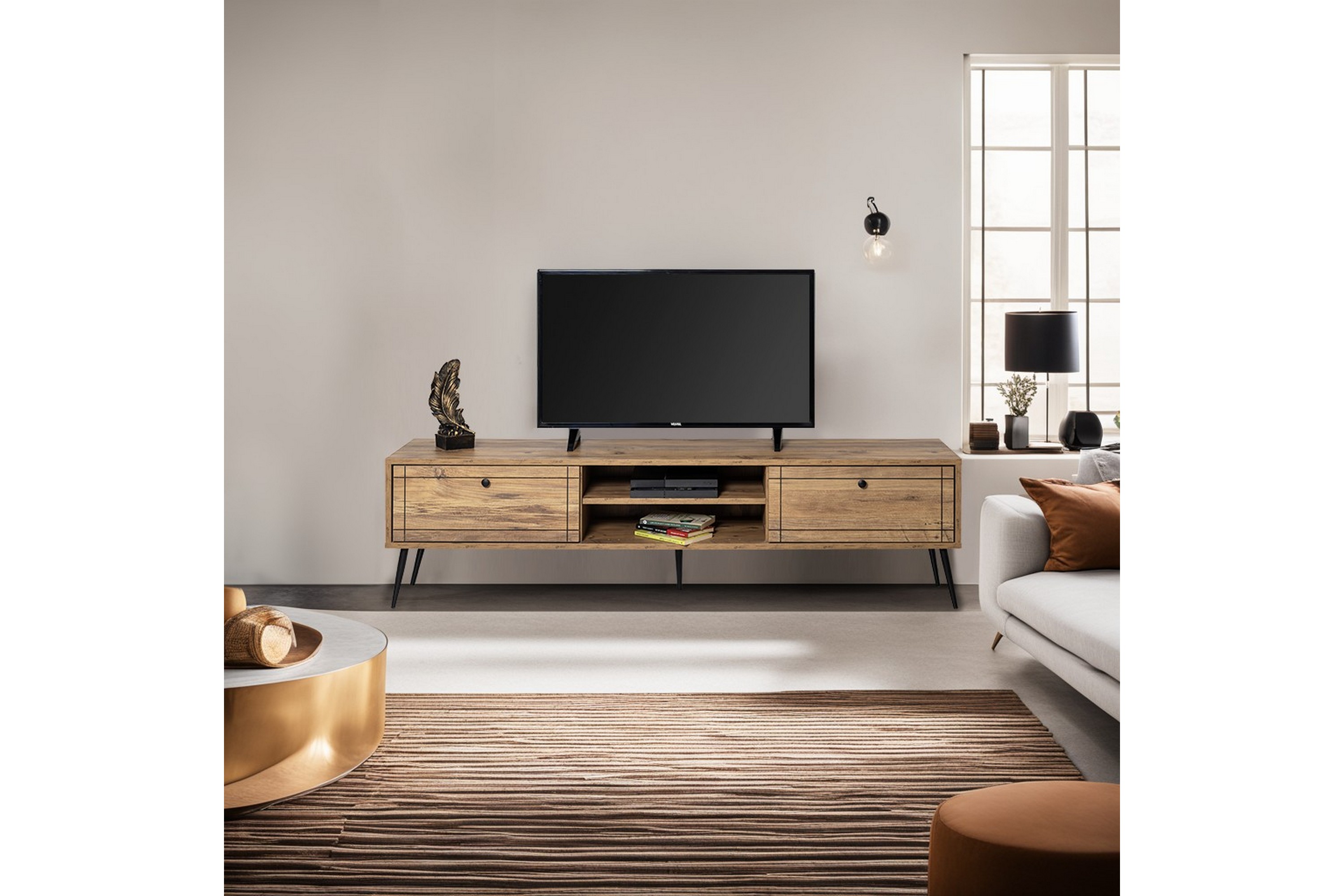 Tv-bänk Manit 180 cm Brun/Svart