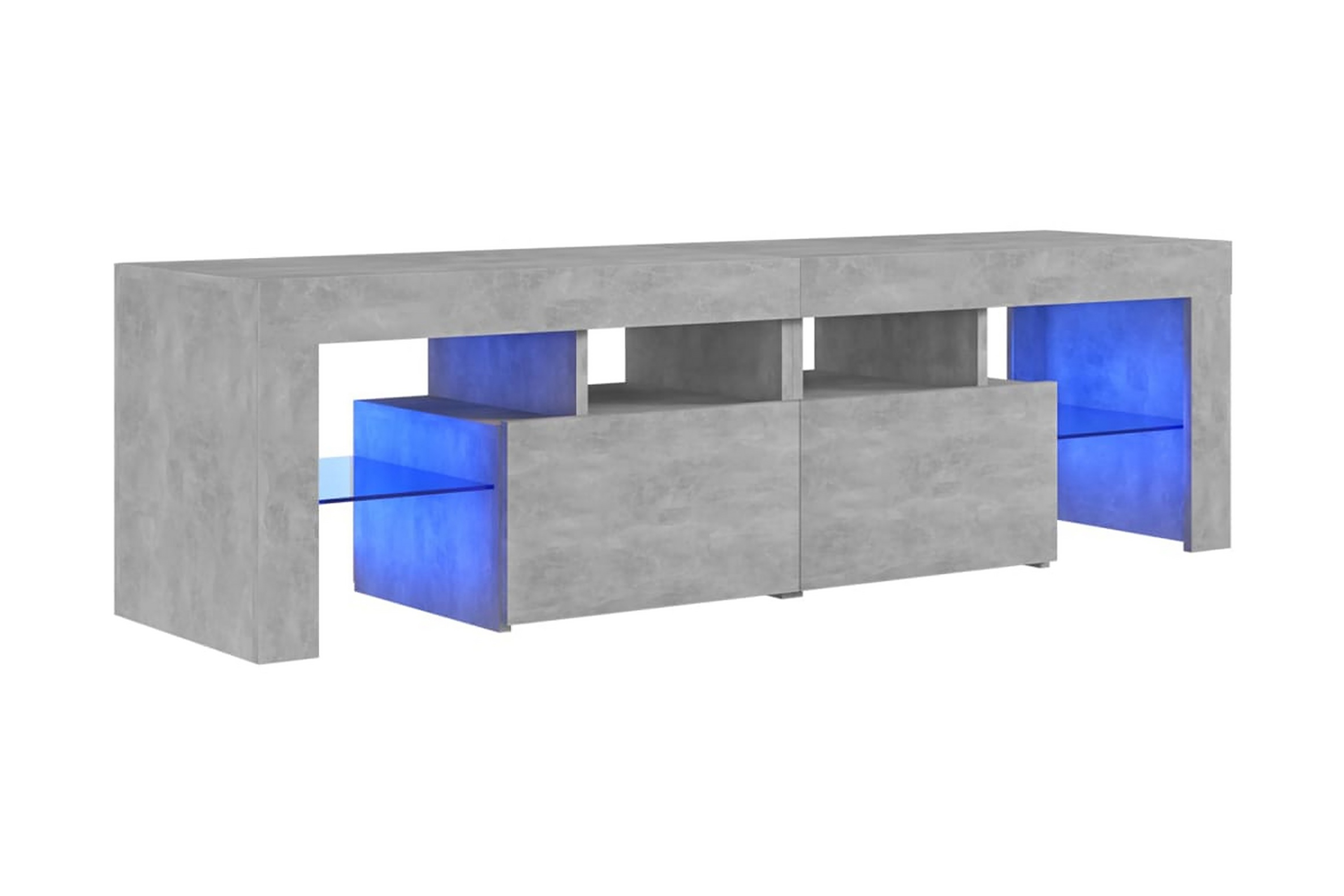 TV-bänk med LED-belysning betonggrå 140x35x40 cm - Grå
