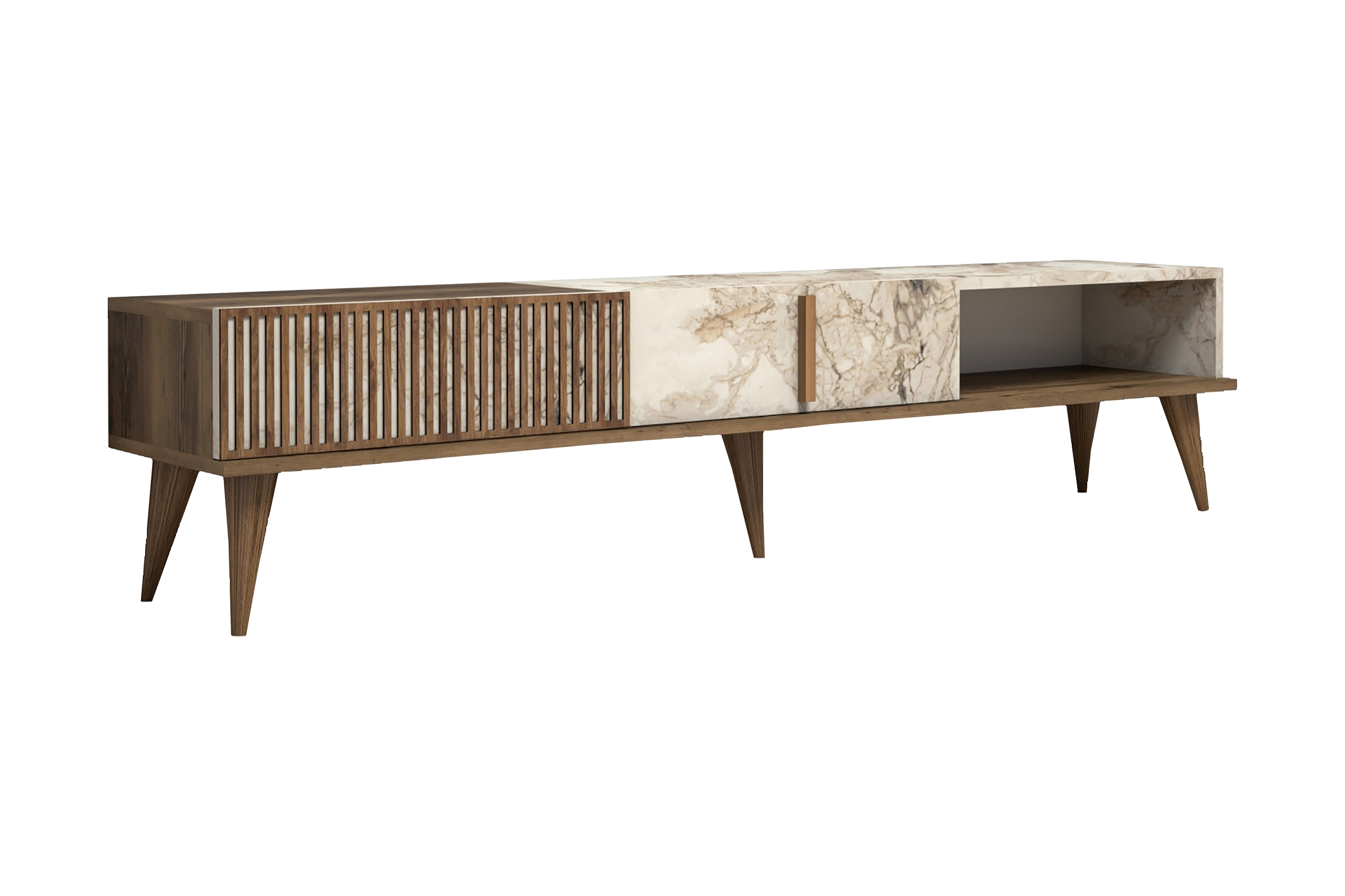 Tv-bänk Milanda 180 cm Mörkbrun/Vit