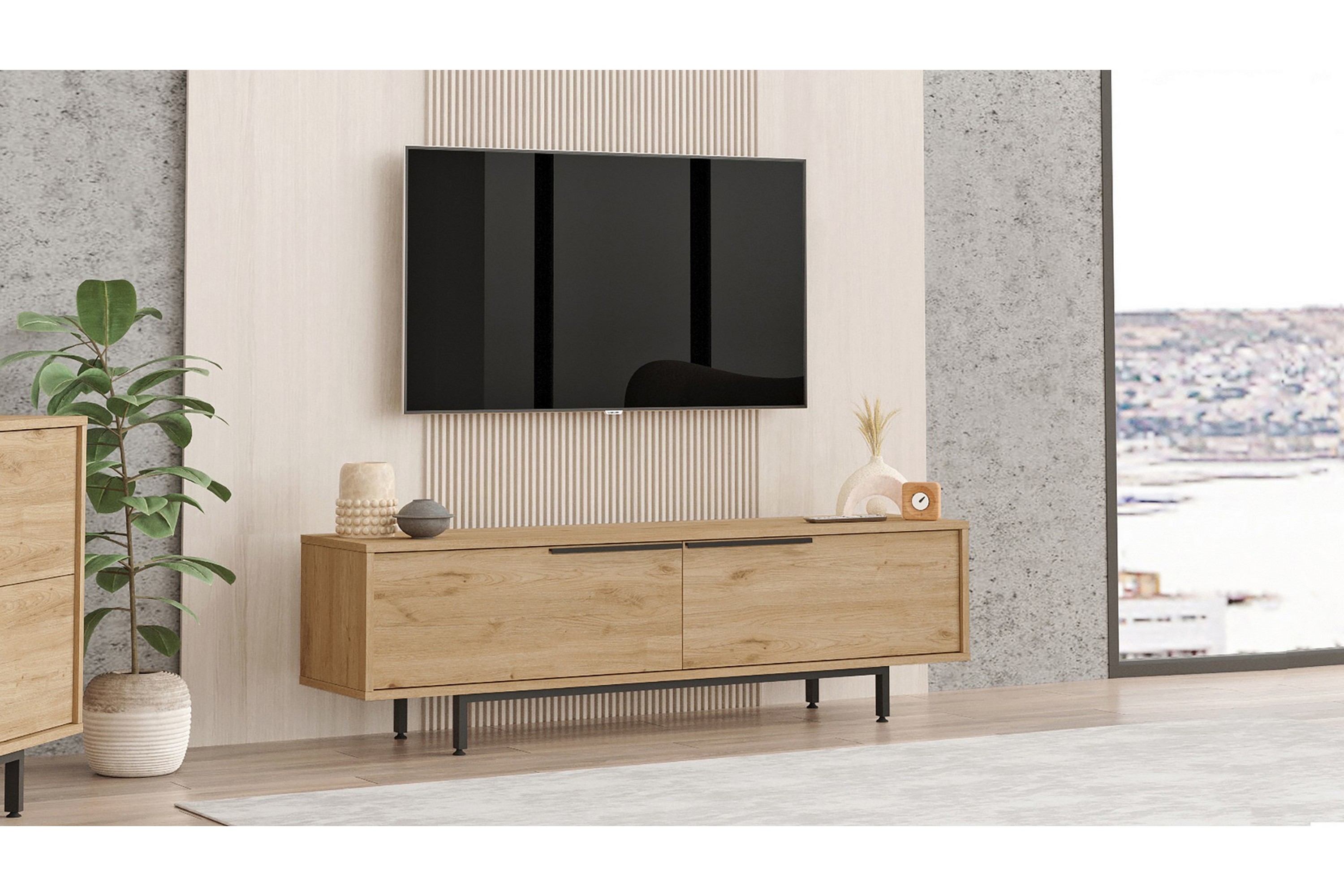 tv-bänk munish 160 cm - valnöt