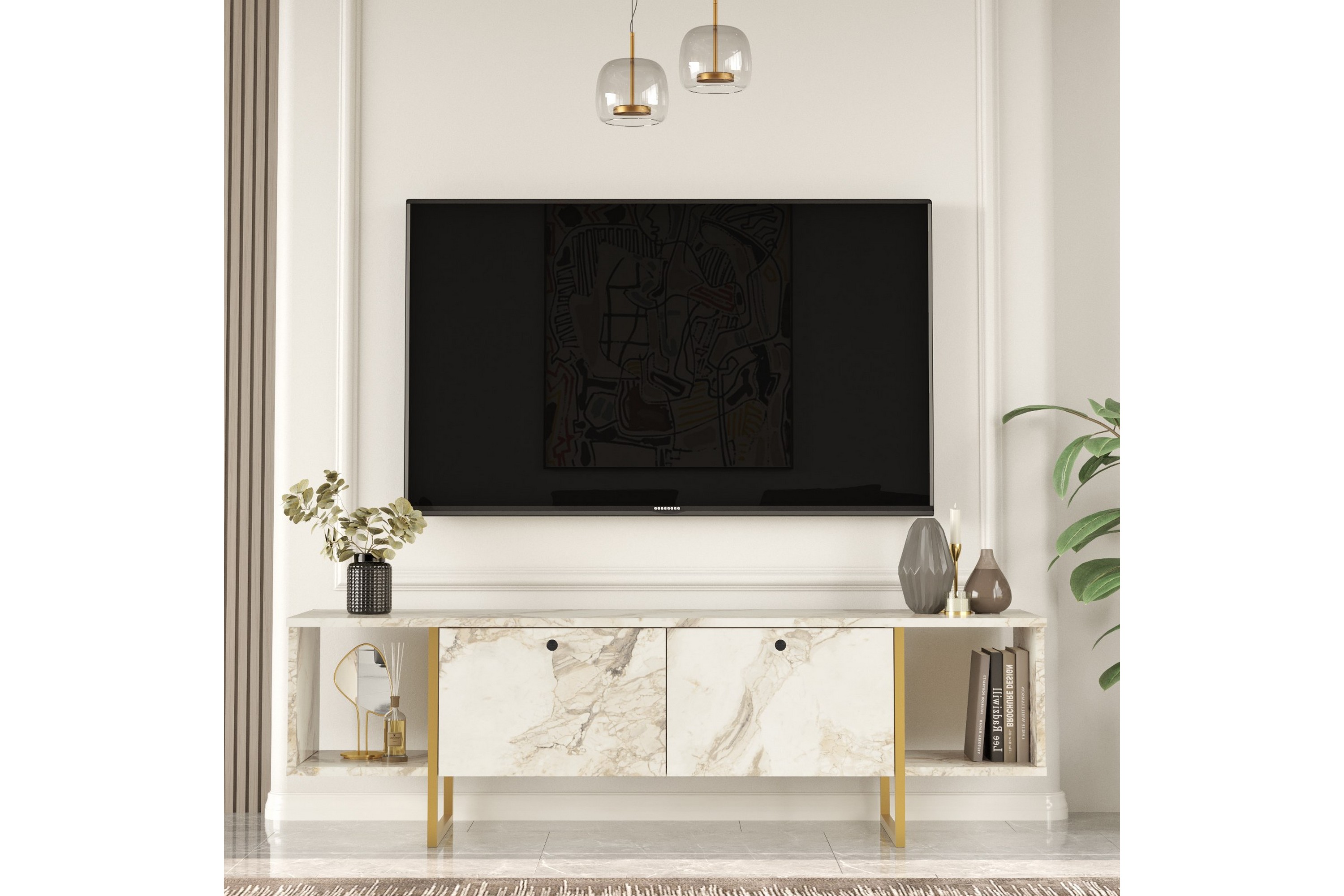 Tv-bänk Mushir 160 cm Vit