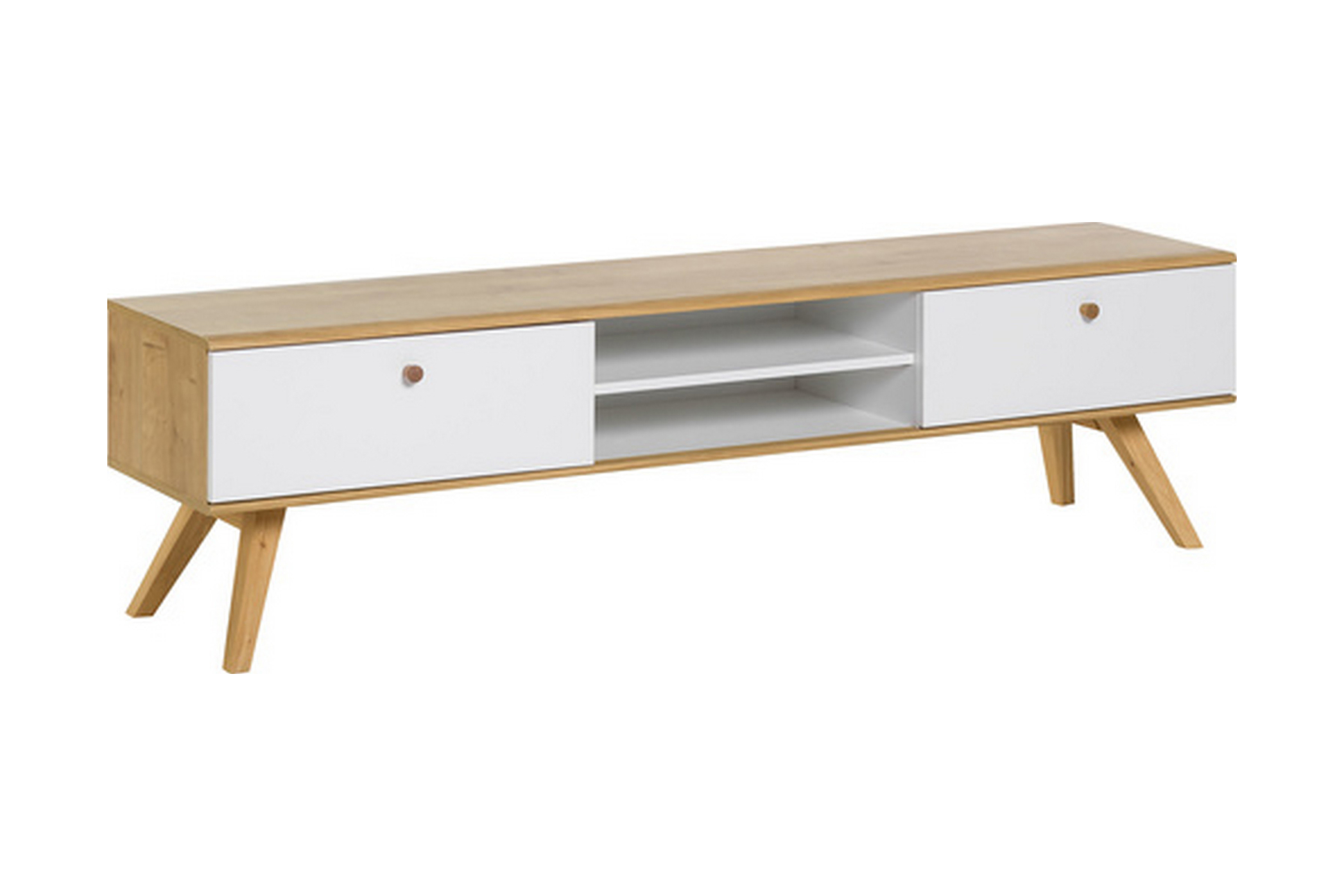 tv-bänk nature 179,5 cm vit/natur - vit/trä/natur