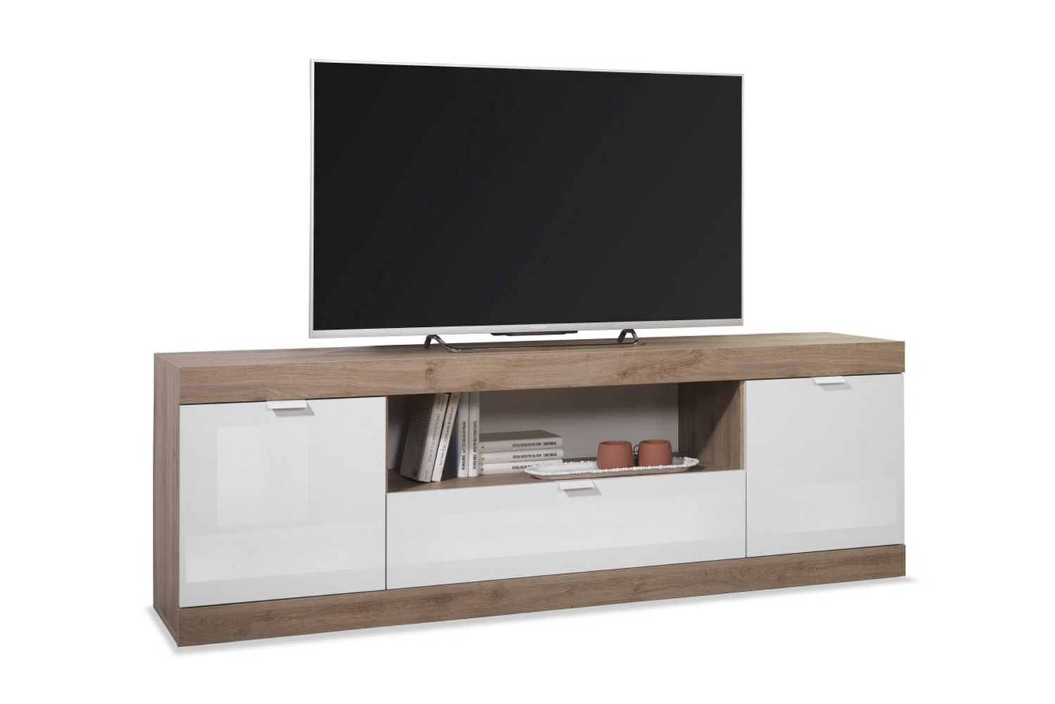 tv-bänk nickero 180 cm - vit/brun