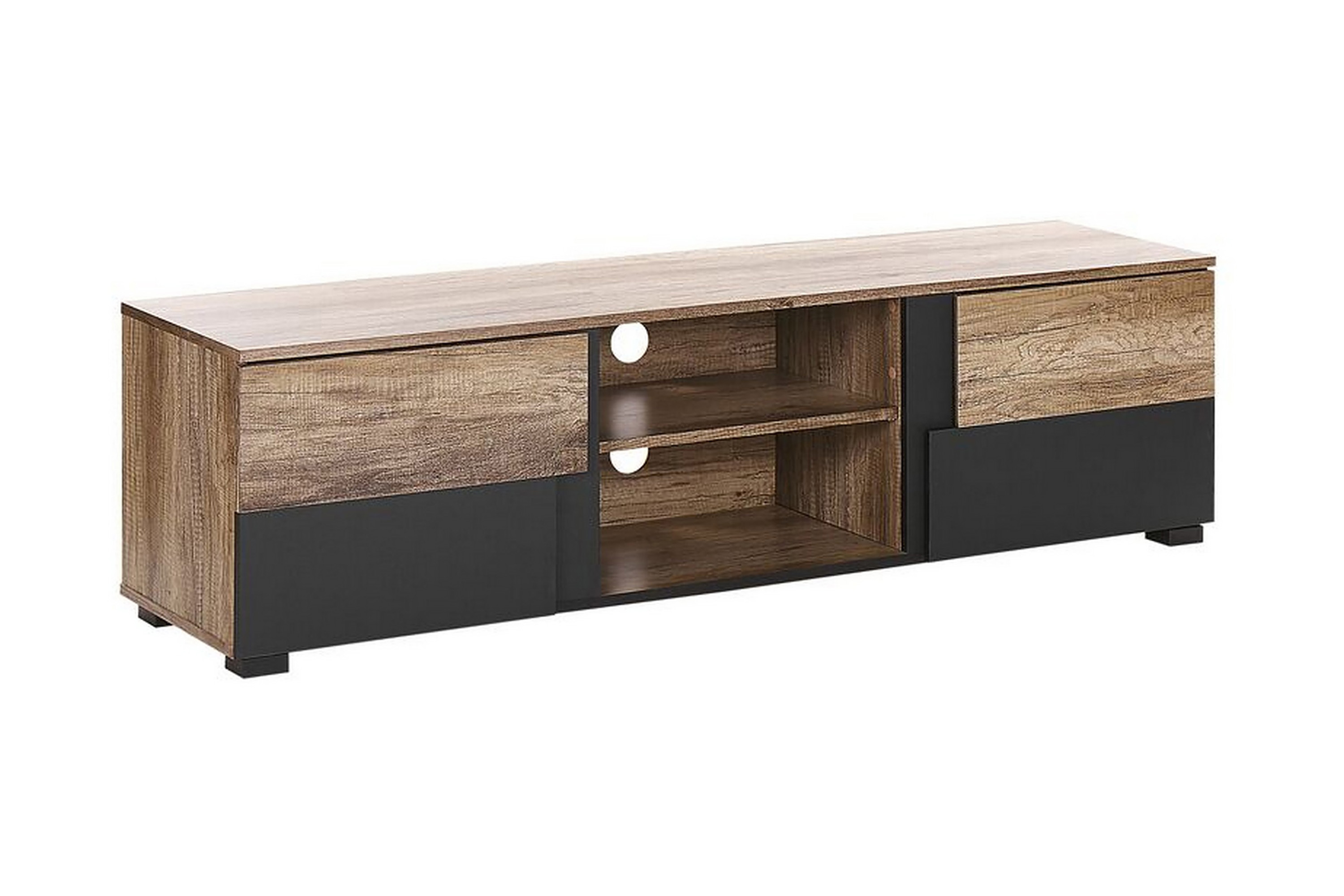 tv-bänk sebewa 148x40 cm - ljust trä/svart