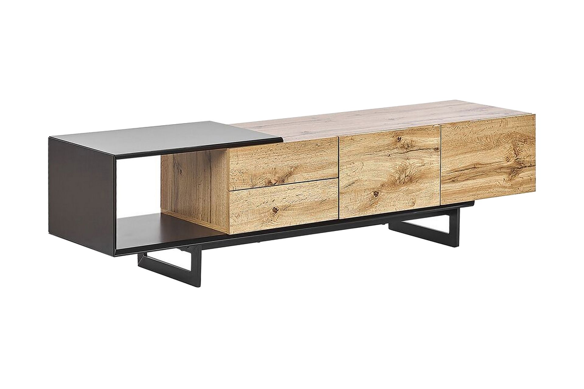 tv-bänk sticciano 160x39 cm - ljust trä/svart