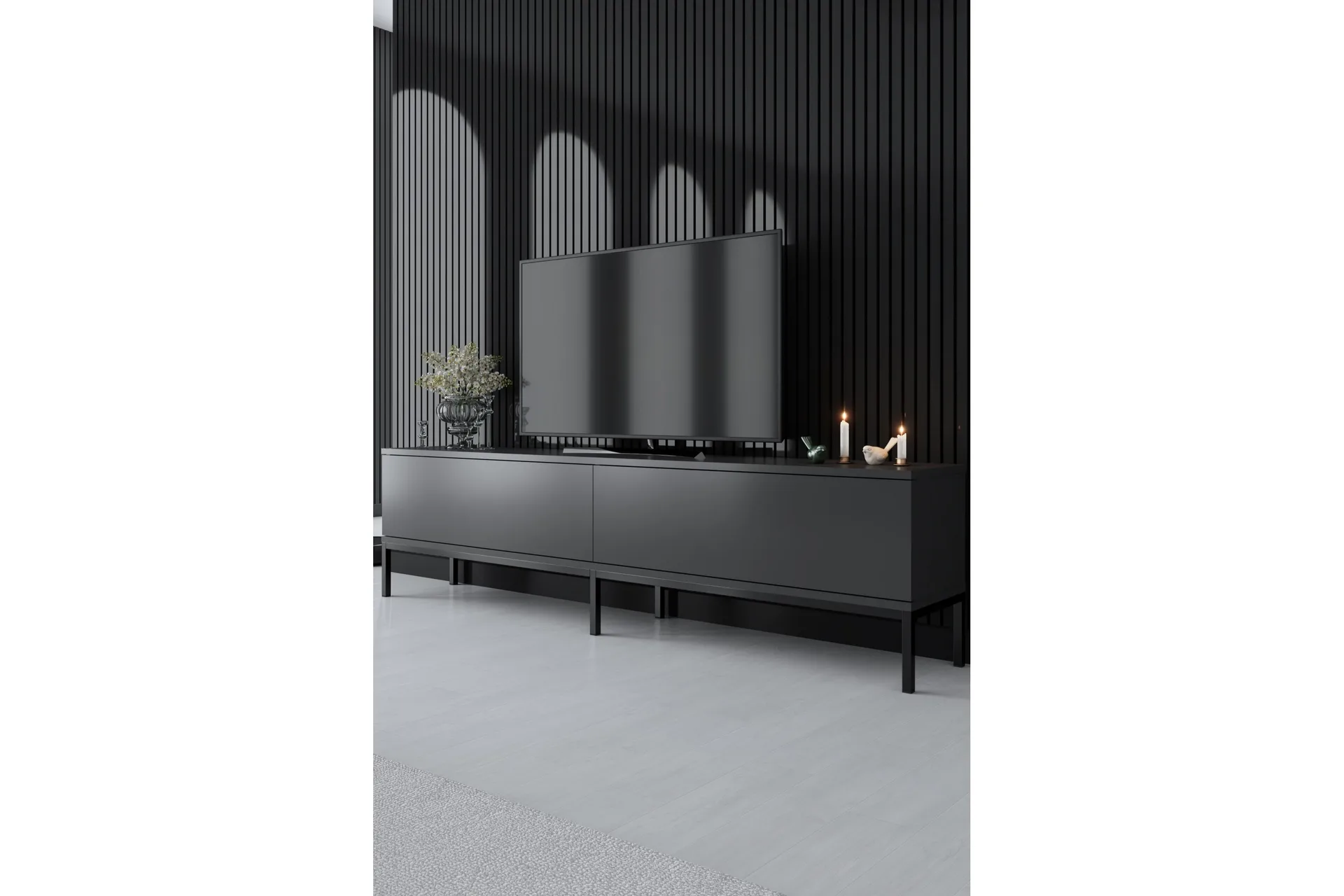 tv-bänk tejmon 180 cm - grå/svart