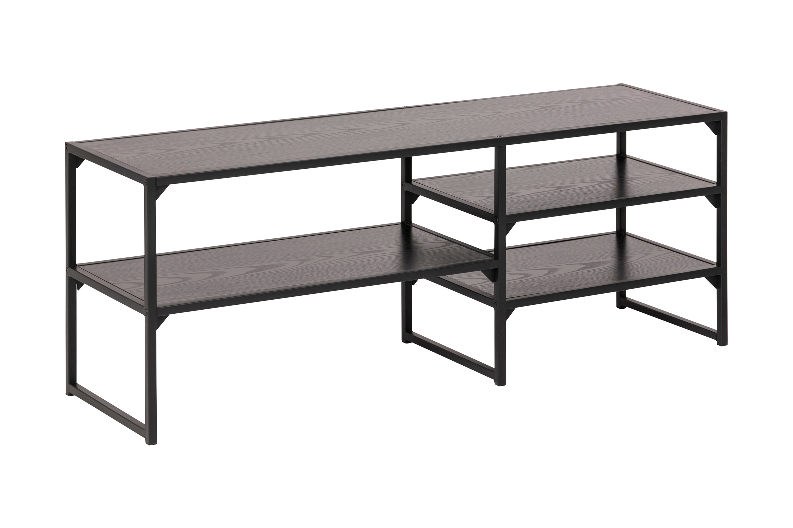 tv-bänk walmon 120 cm 3 hyllor - svart/matt svart