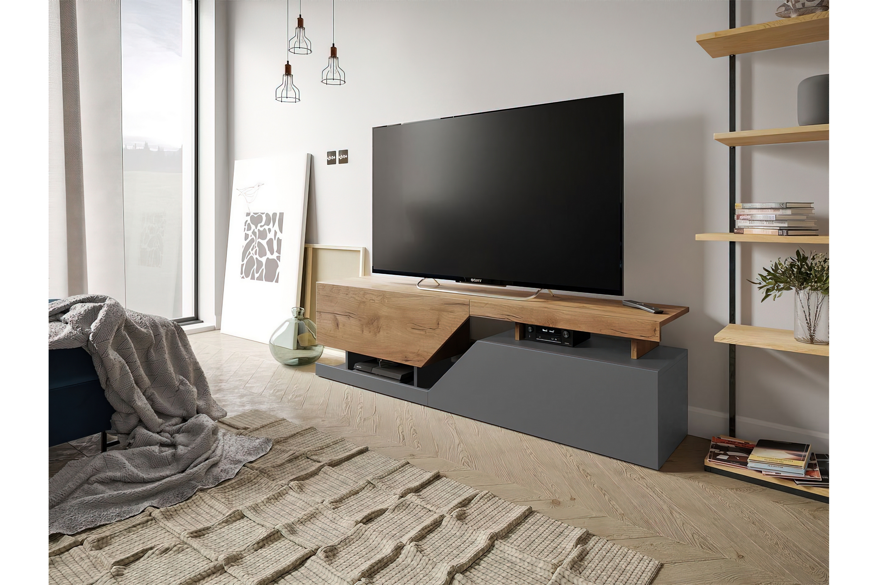 Tv-bänk Perdioni 160 cm Natur/Antracit