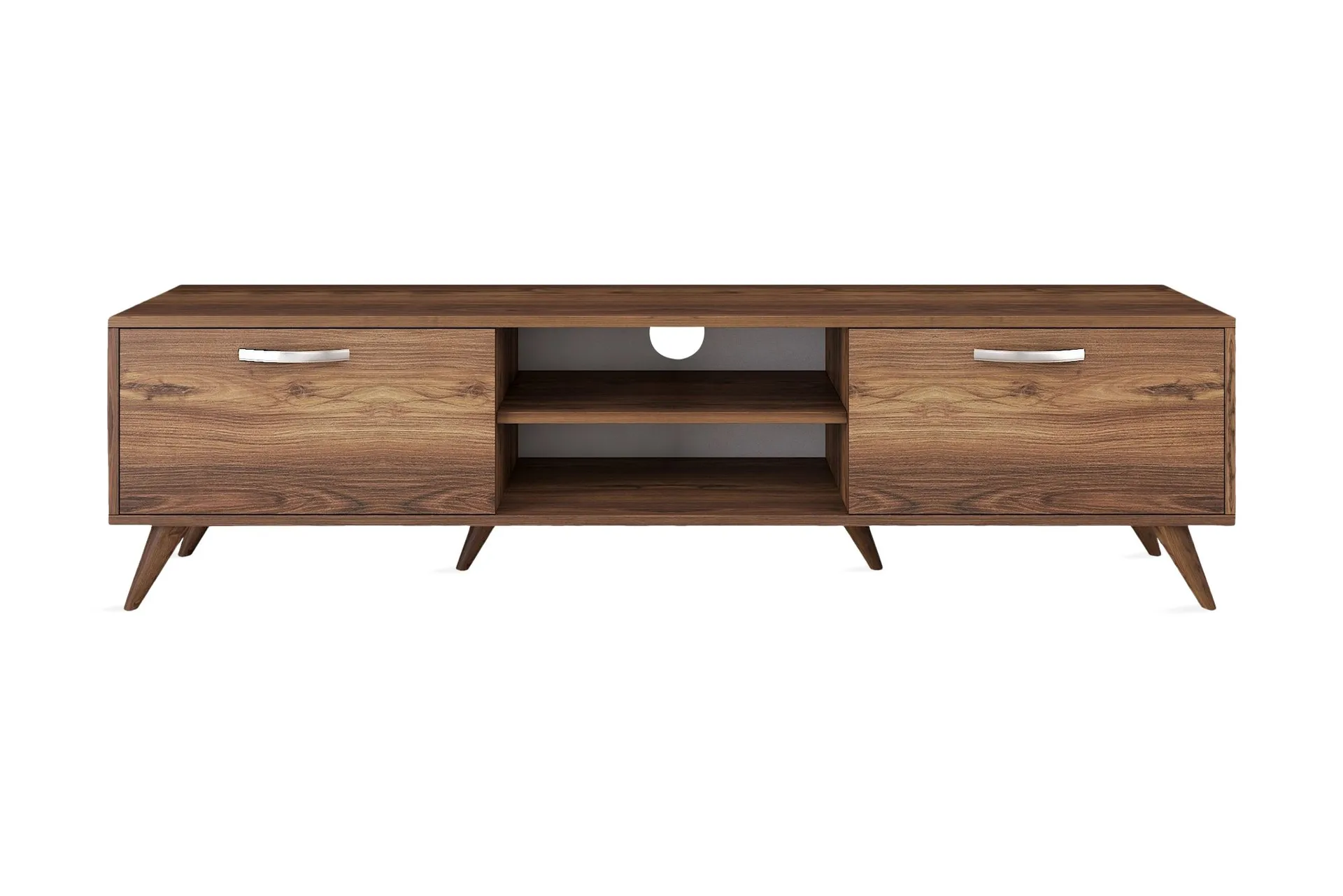 Virkesbo Tv b&auml;nk med F&ouml;rvaring 180 cm - Valn&ouml;t / Brun / Rustik