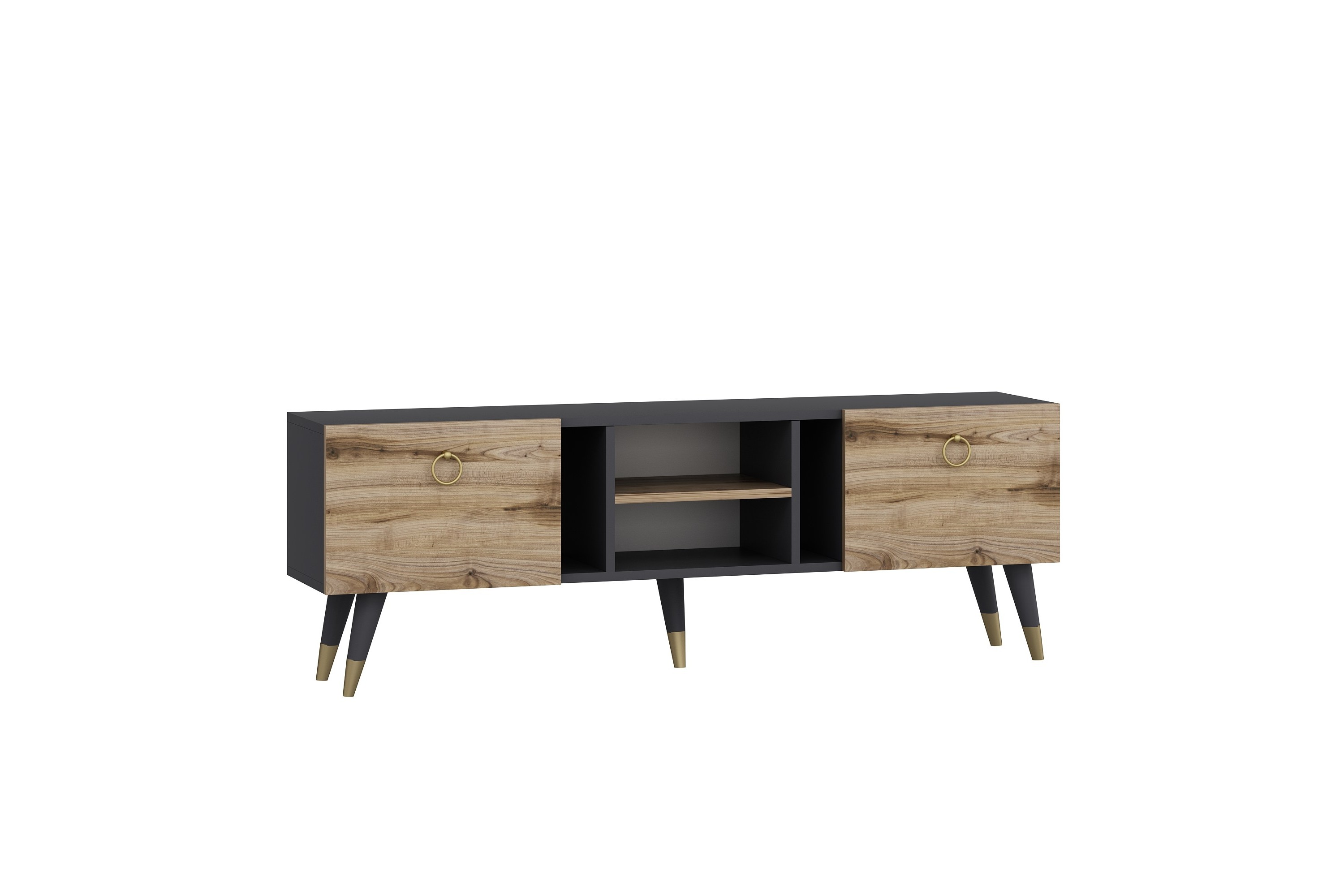 tv-bänk rudy 180x29,6 cm brun/svart - hanah home