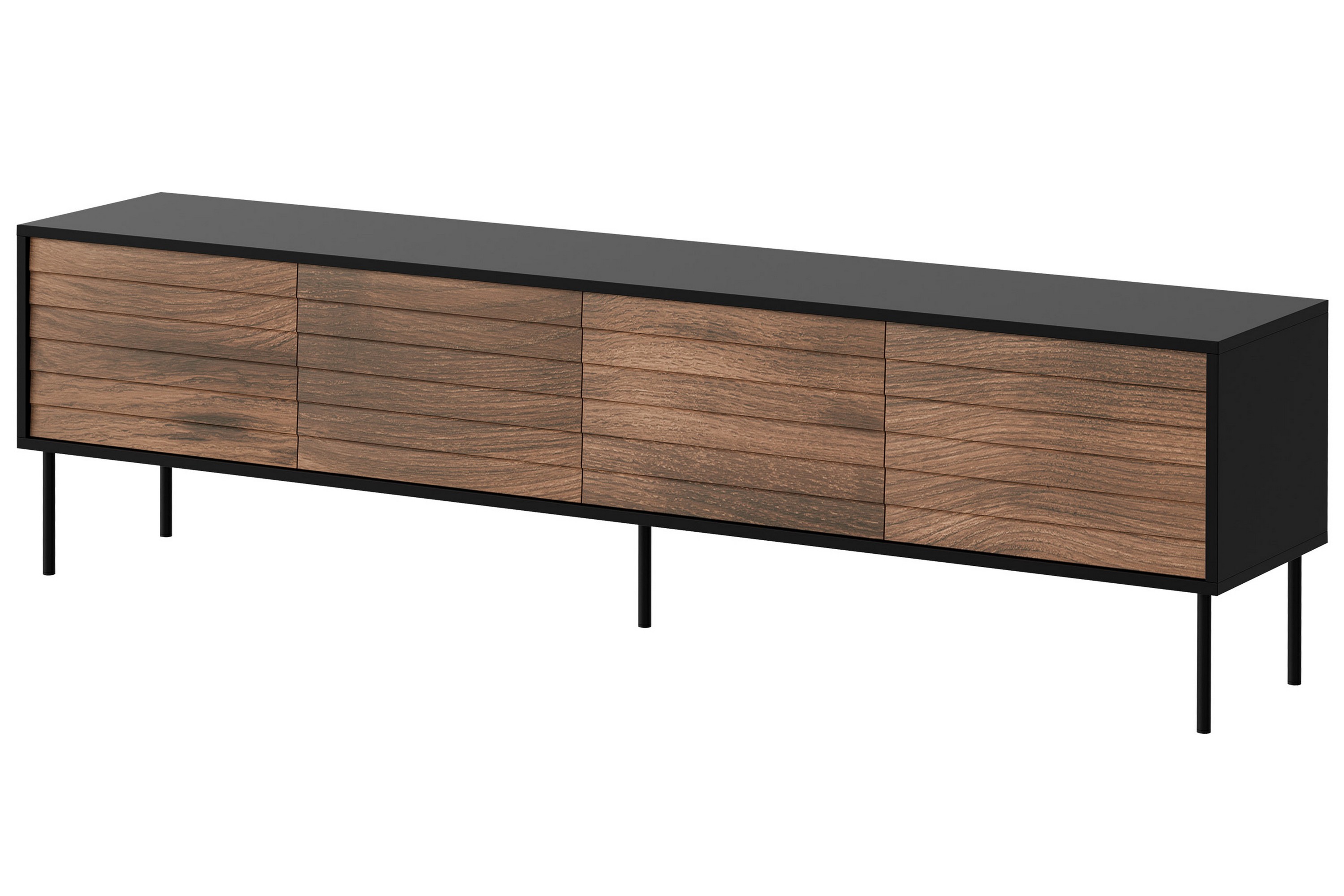 tv-bänk soublet 200 cm - svart/valnöt