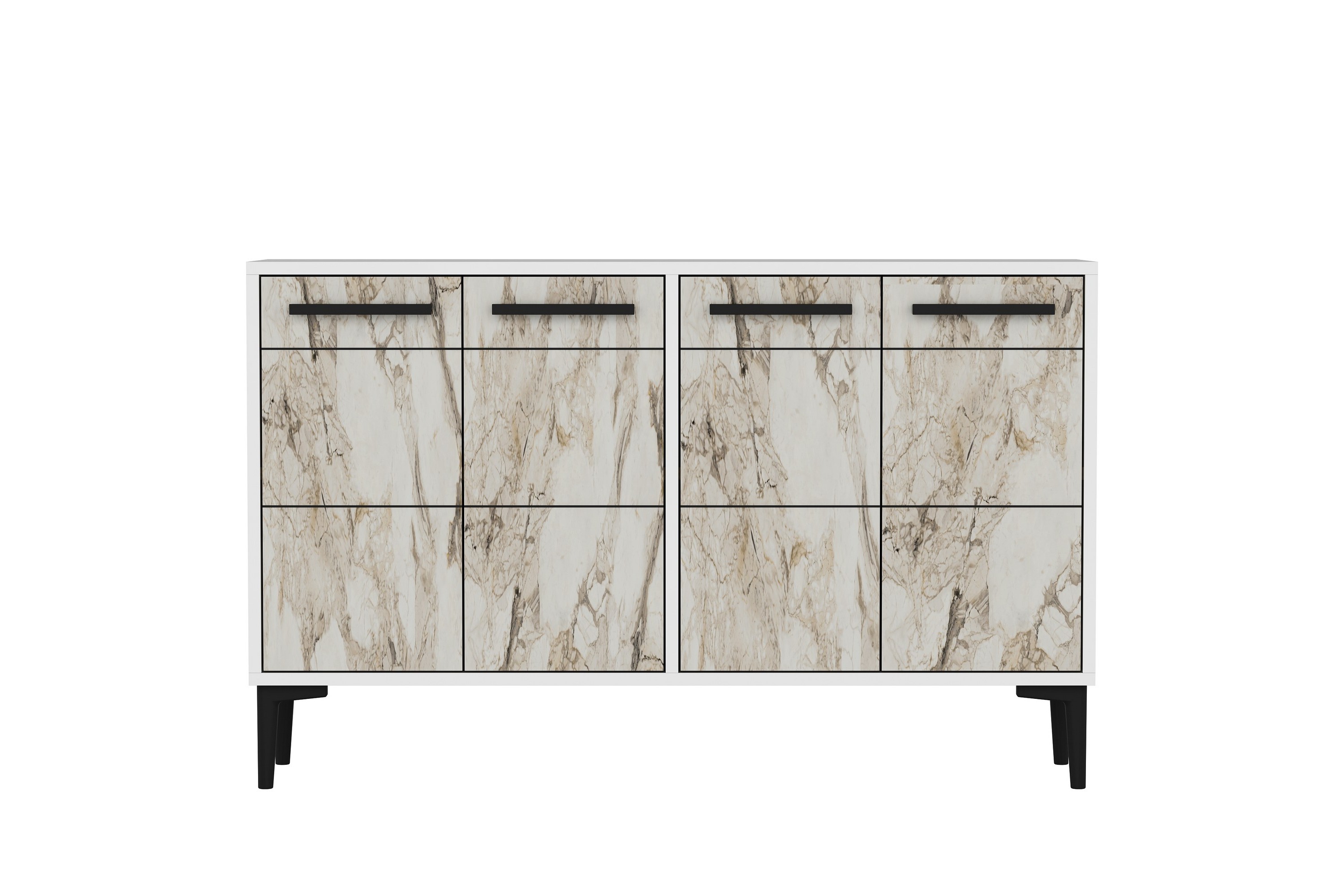 tv-bänk stria 120 cm - vit/marmor