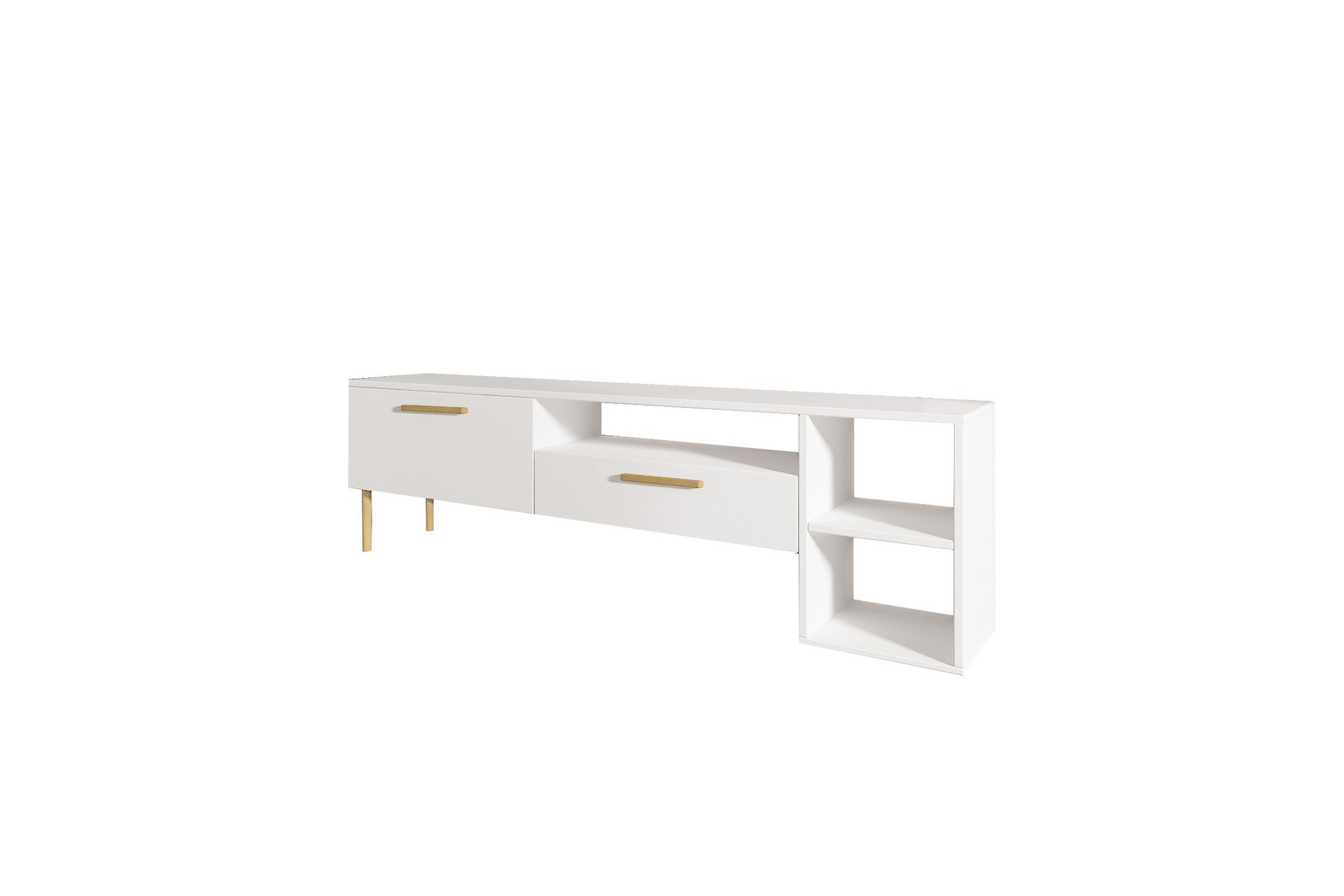 tv-bänk pariona 150 cm - vit/guld