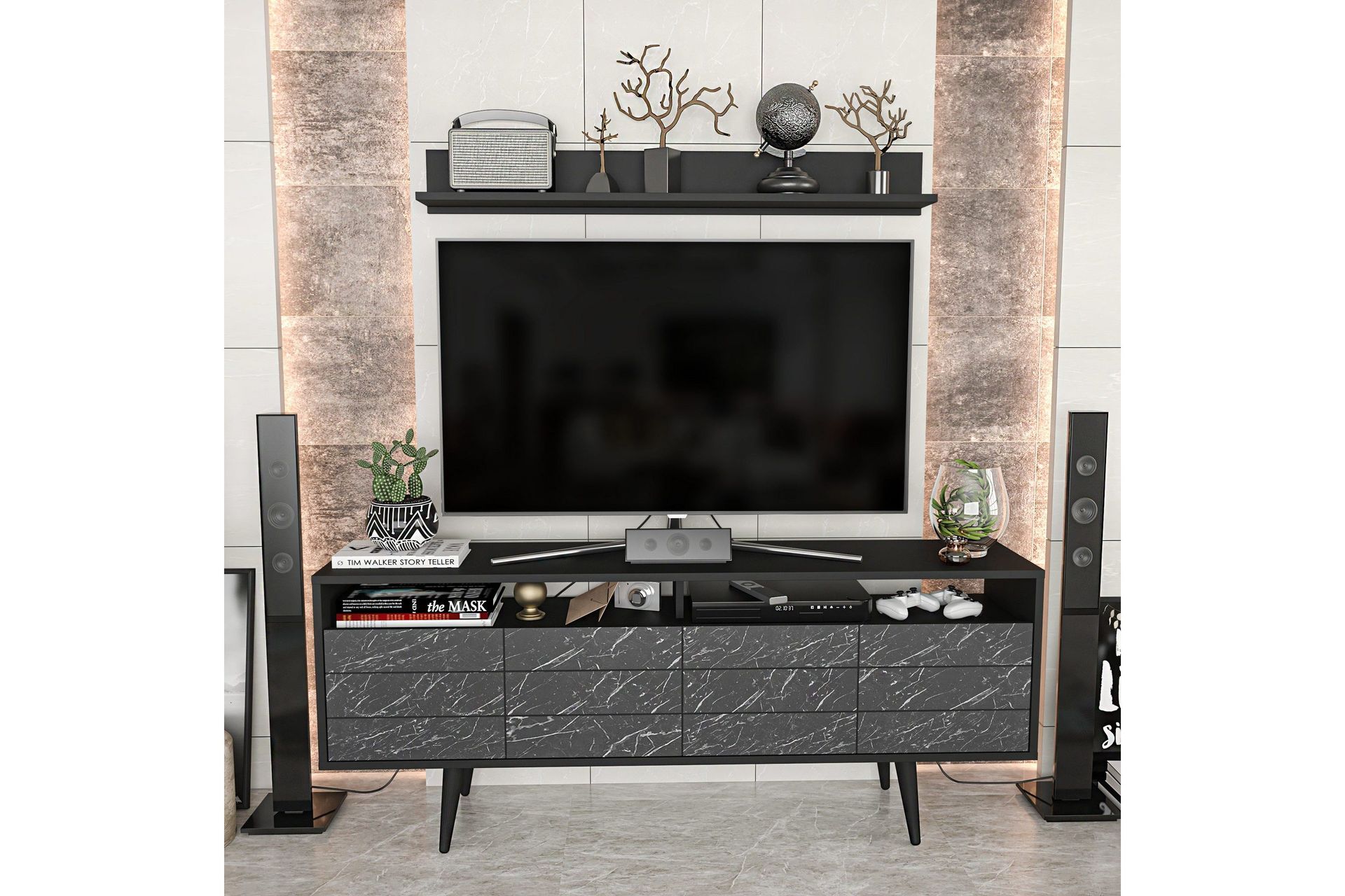 Andifli Tv-möbelset 160x64,5 cm - Svart