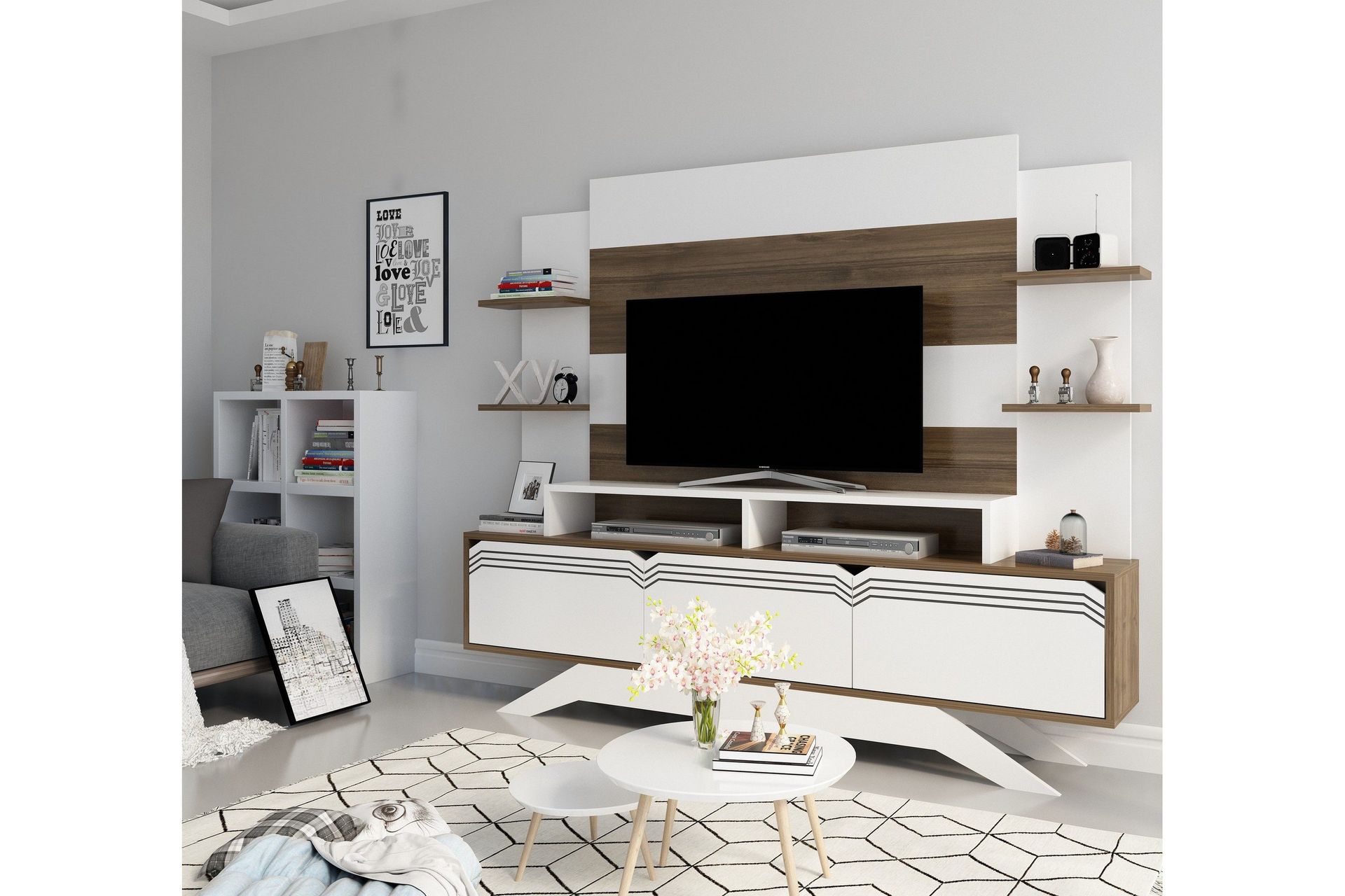 Hejde TV-Möbelset 149 cm - Vit/Brun