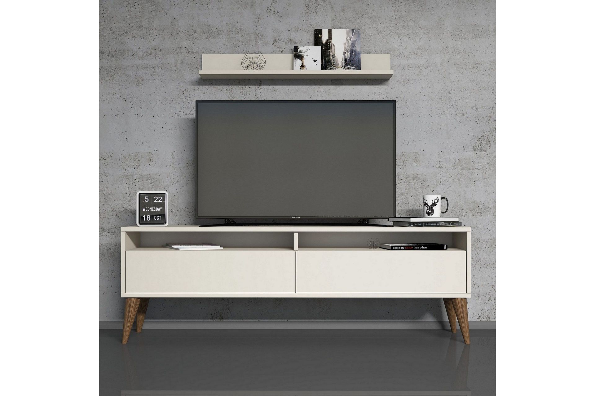 Hoptrup TV-Möbelset 150 cm - Vit/Grå