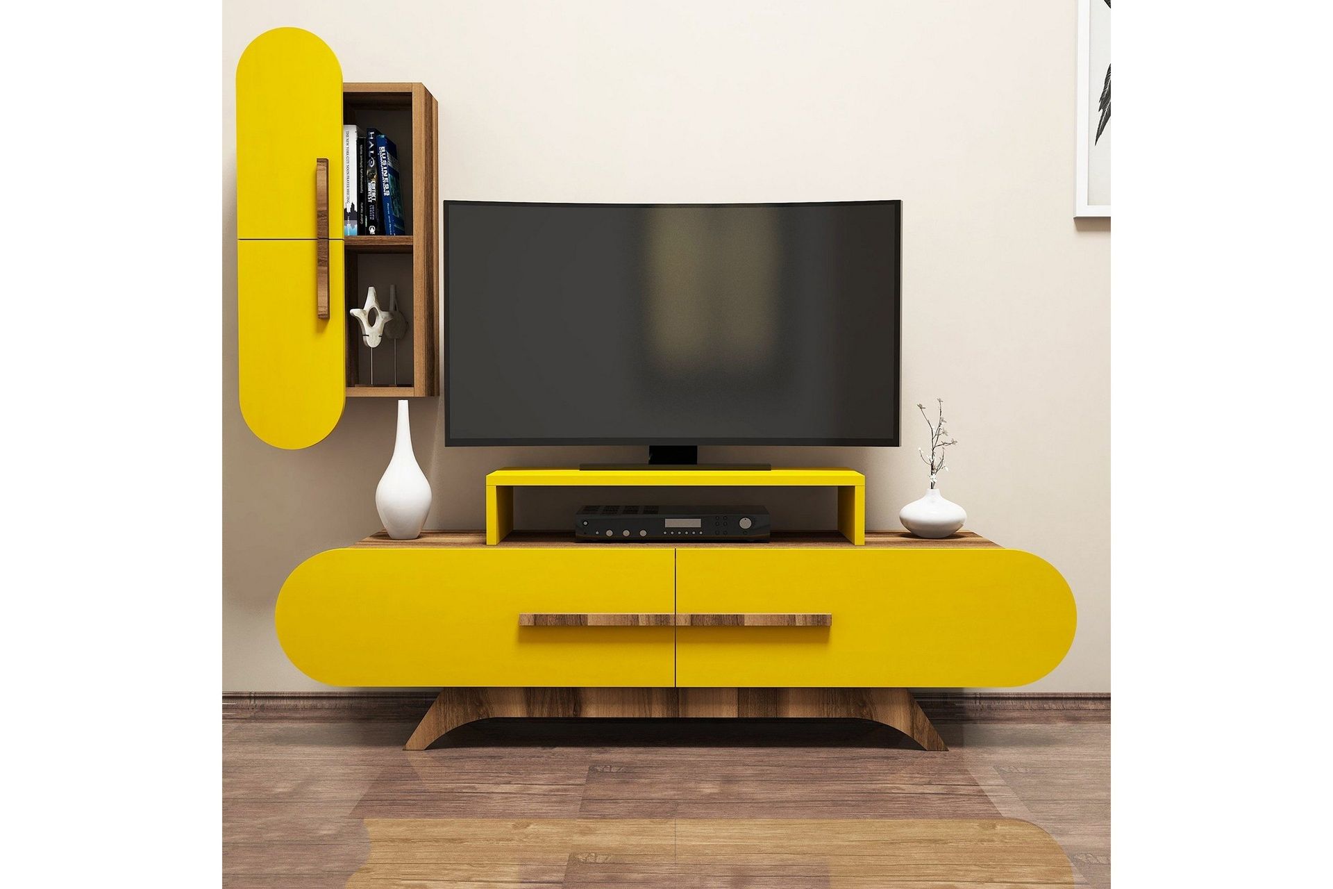Hovdane TV-Möbelset 145 cm - Brun/Gul