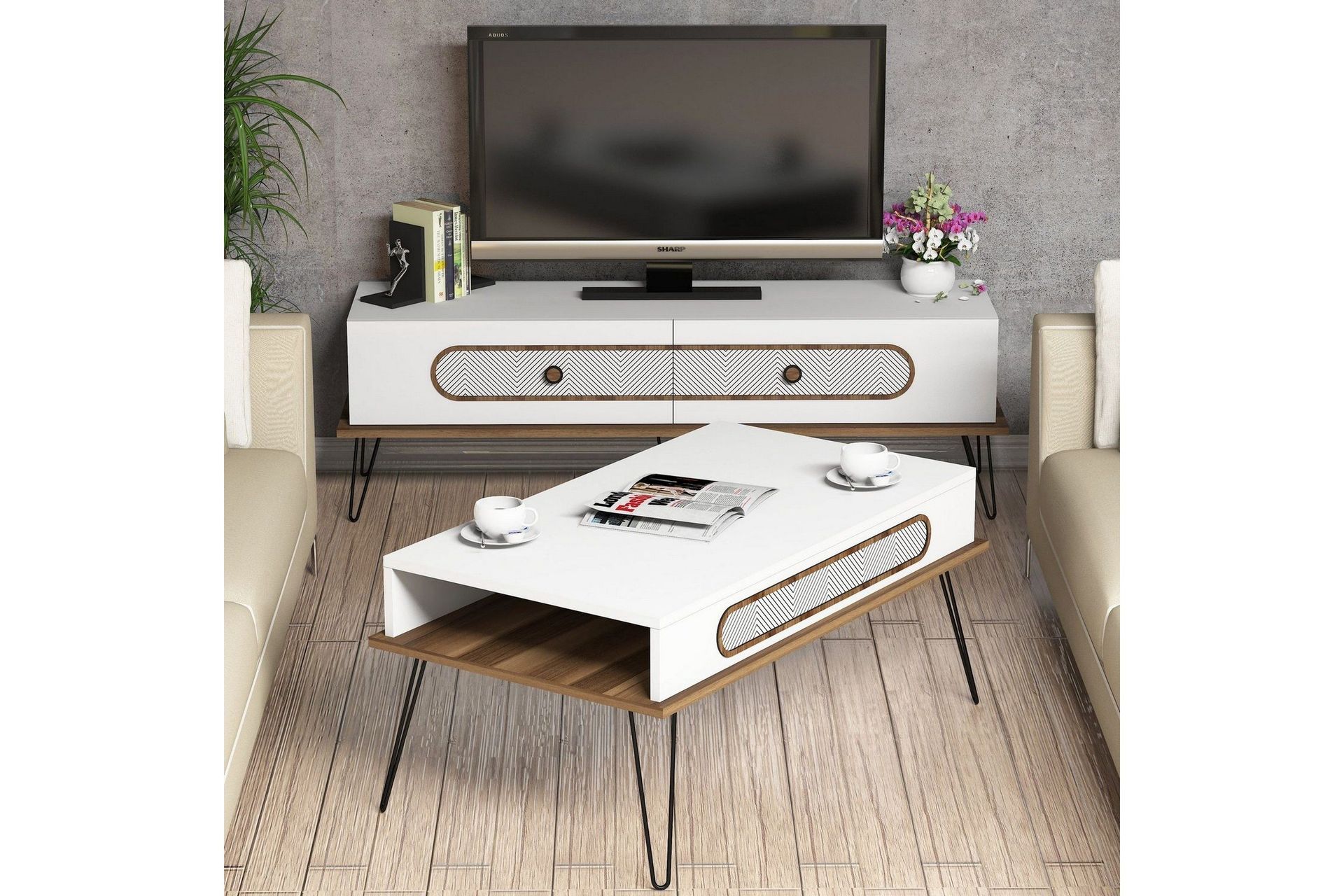 Hovdane TV-Möbelset 145 cm - Vit