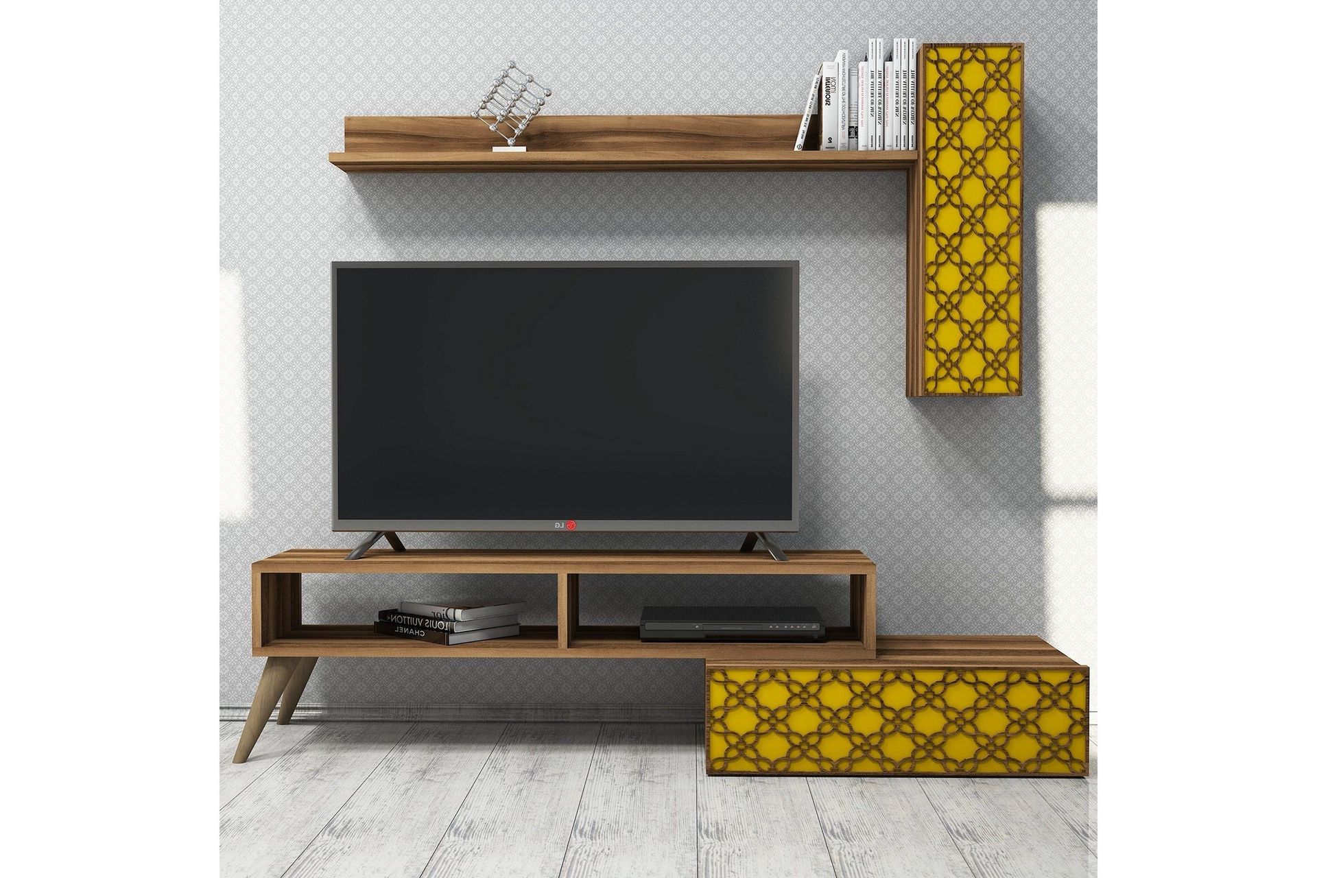 Hovdane TV-Möbelset 150 cm - Brun/Gul