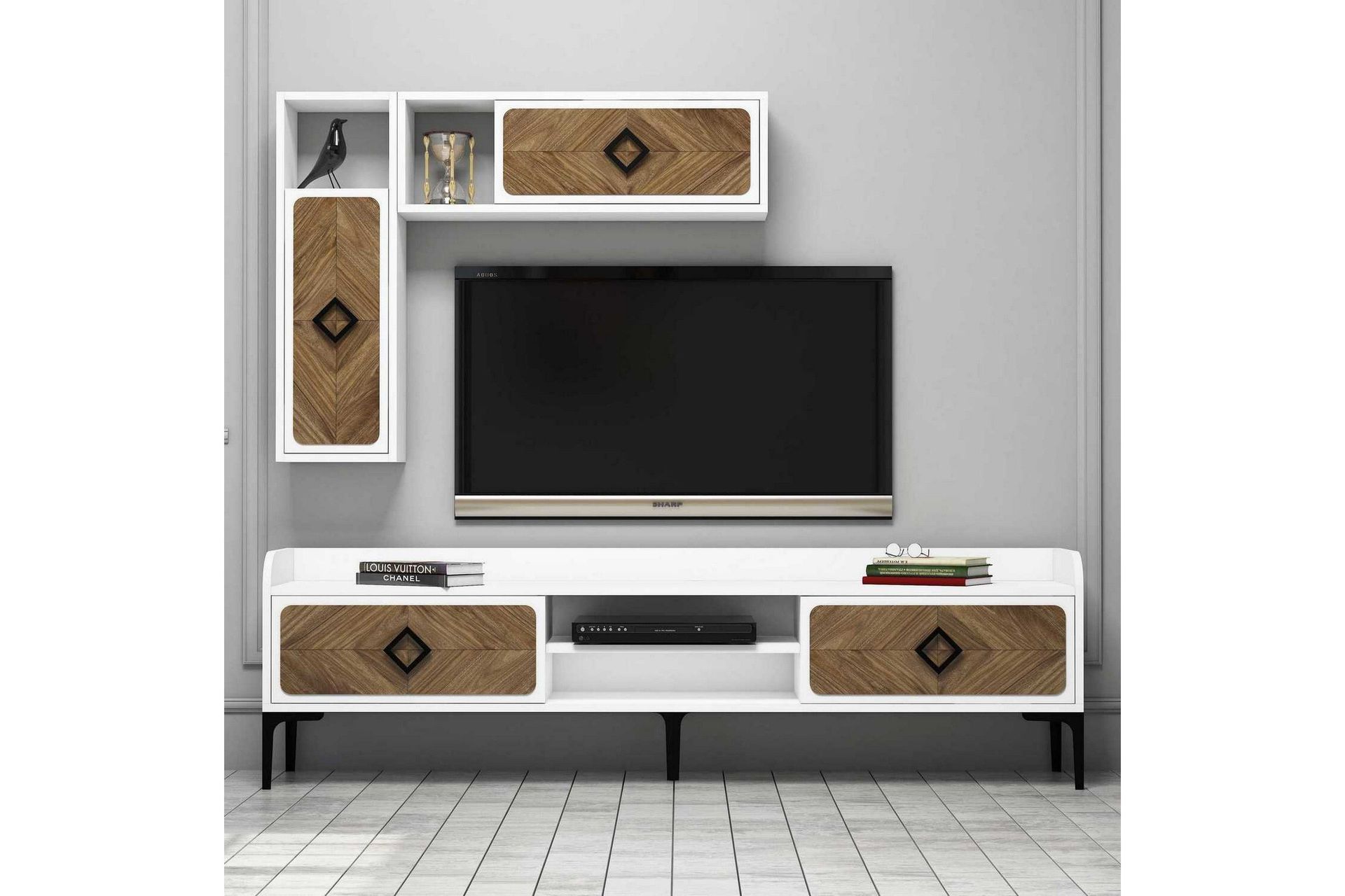 Hovdane TV-Möbelset 180 cm - Vit/Brun