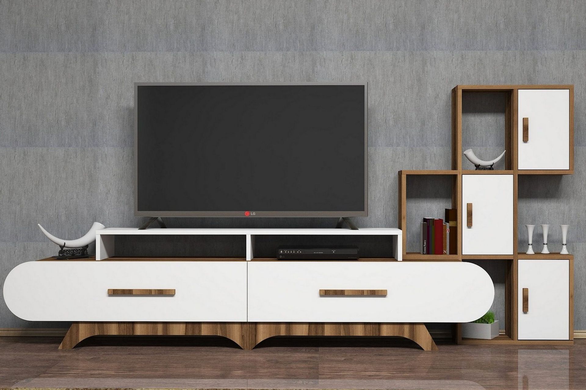 Hovdane TV-Möbelset 205 cm - Brun/Vit