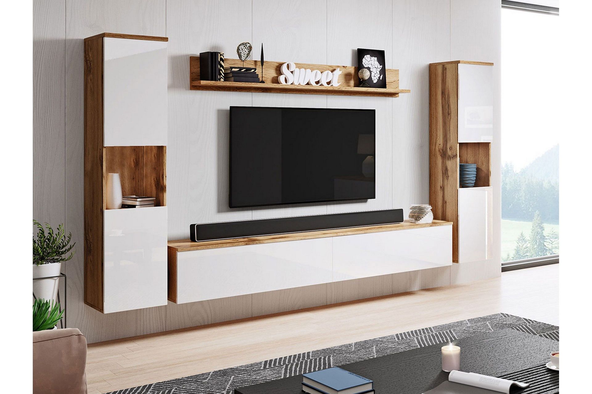 Kanehira Tv-möbelset - Natur/Vit