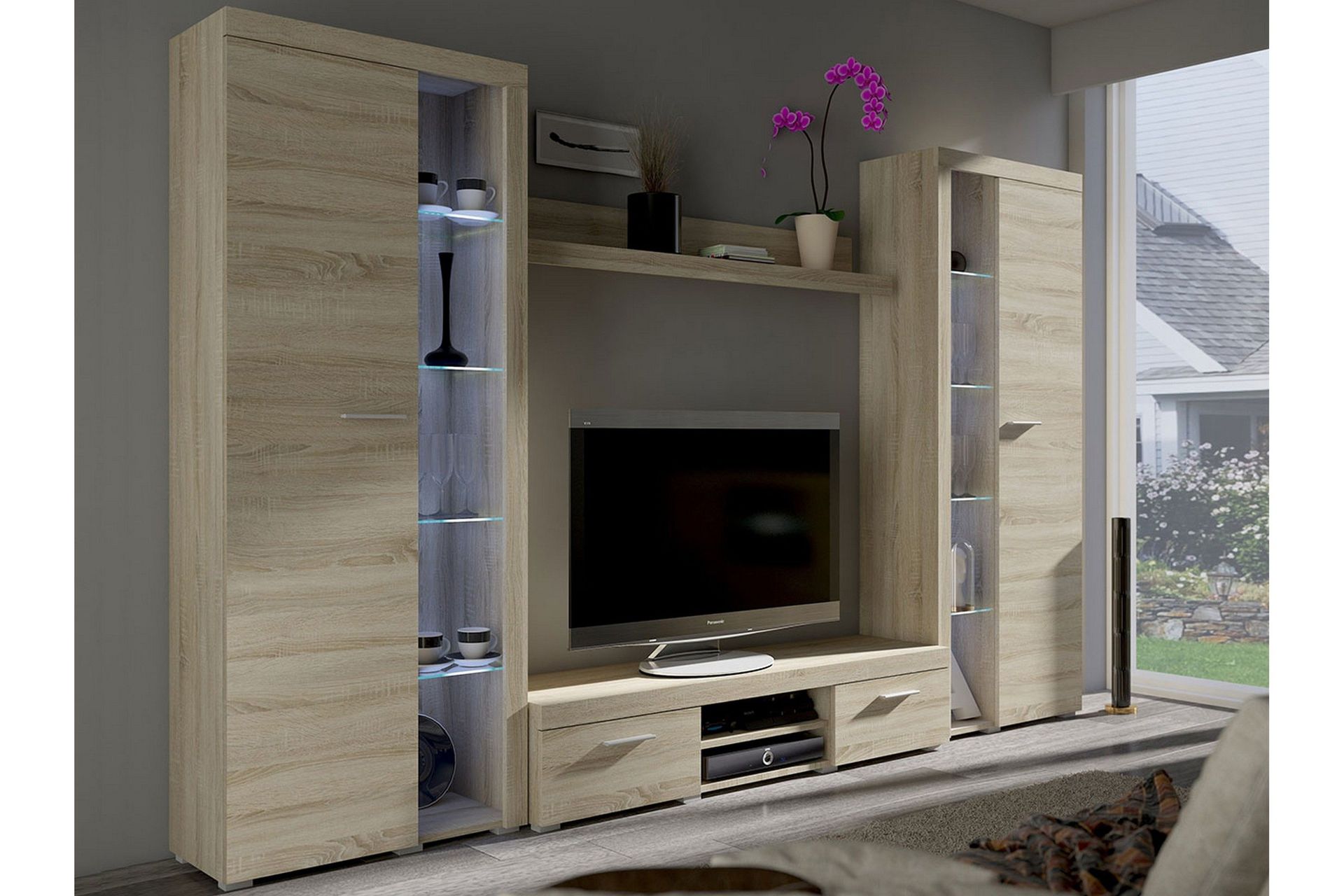 Rumba TV-möbelset 300x34x190 cm - Trä/natur