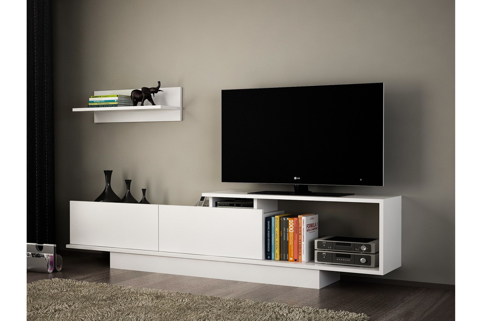Tv-bänk Acherry - Vit