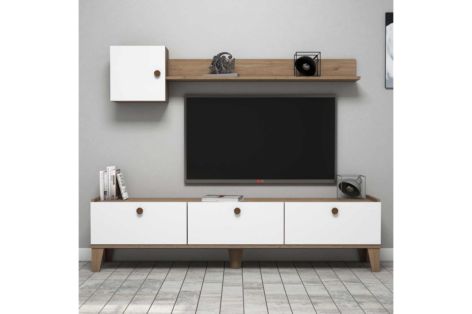 TV-möbelset 35x178 cm - Natur/Vit