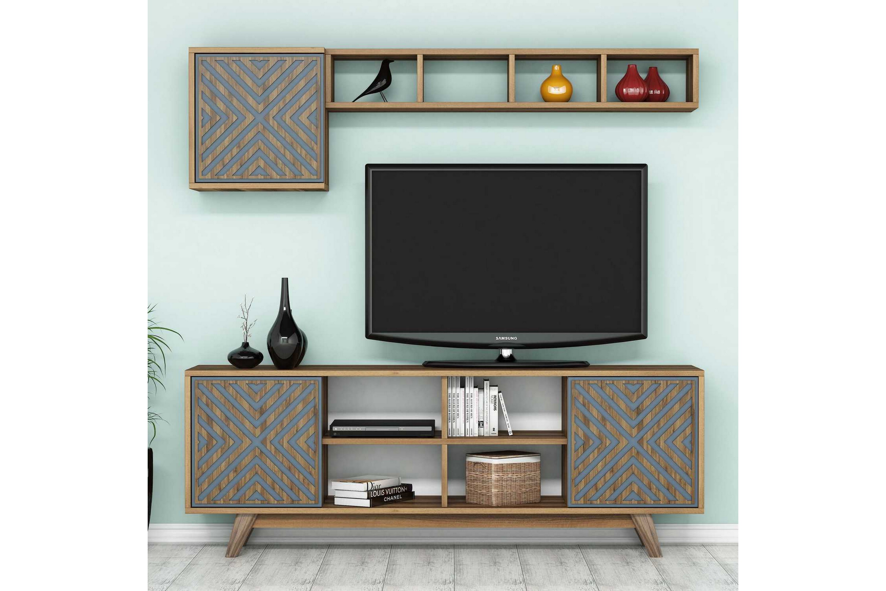 TV-Möbelset Amtorp 160 cm Brun/Blå