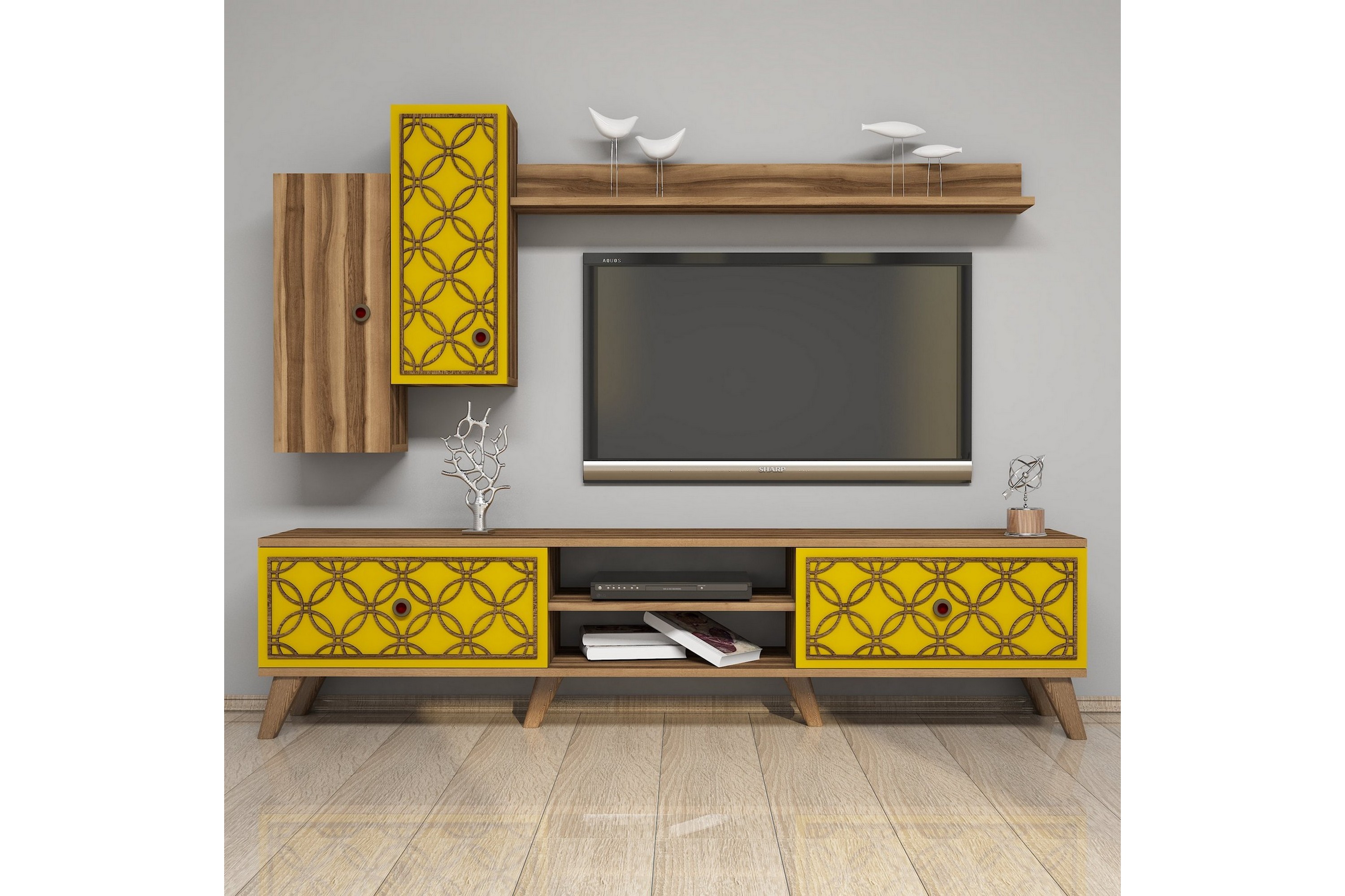TV-Möbelset Amtorp 180 cm BrunGul