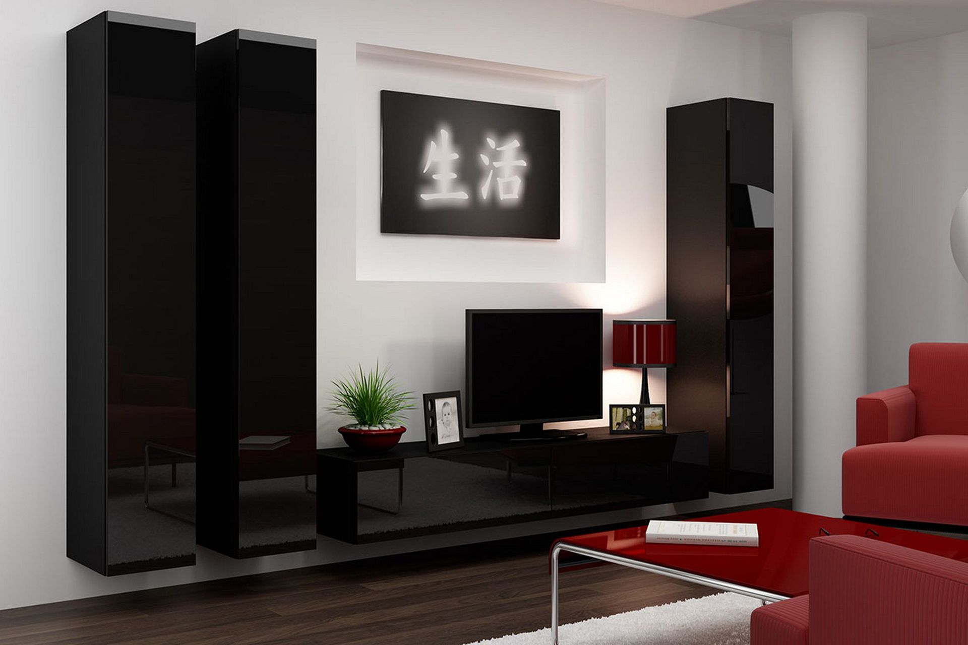 Vasil TV-möbelset 300x40x180 cm - Vit