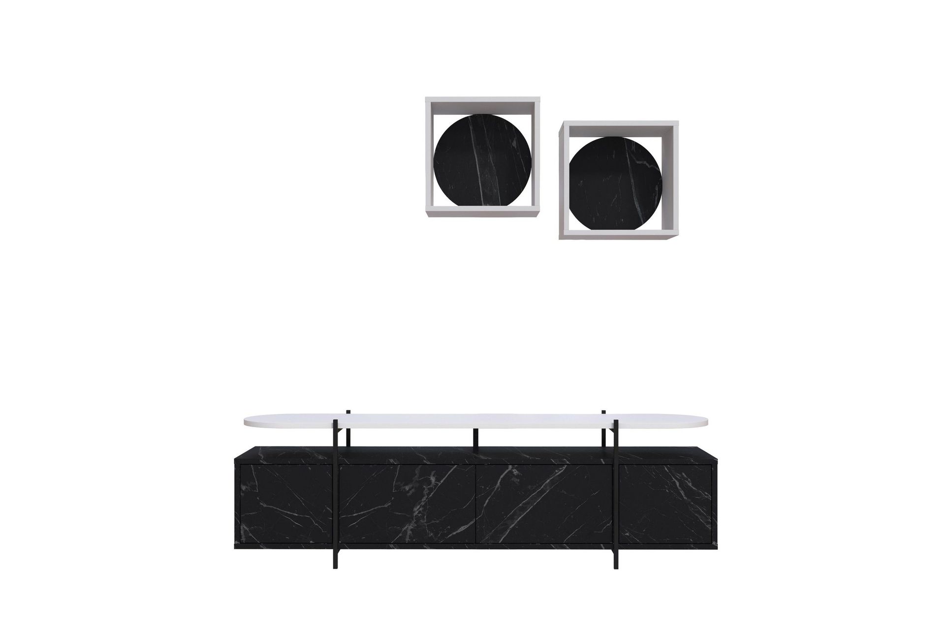 Hanley Tv-möbelset 160x35,6 cm Svart/Vit - Hanah Home