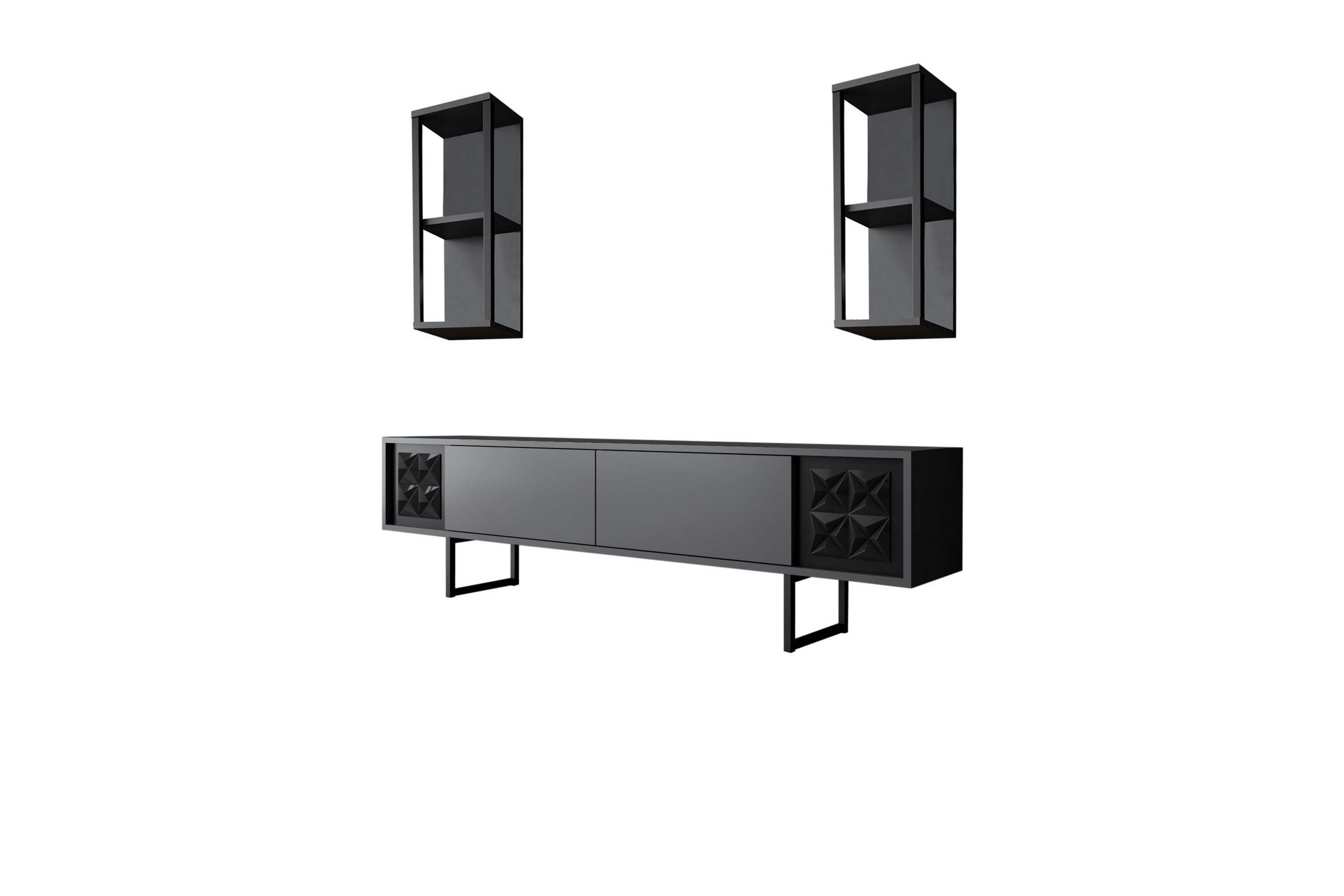 tv-möbelset manchan 180 cm - antracit/svart