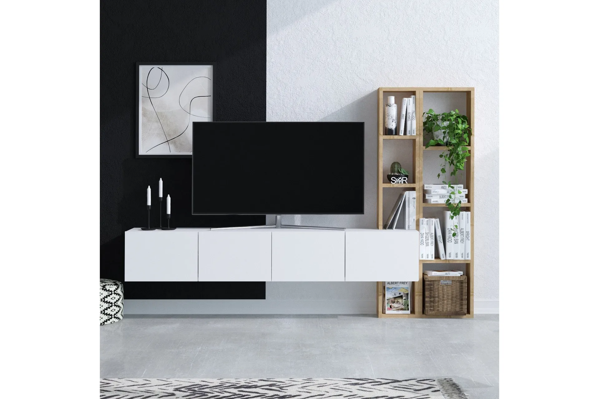 Pana Tv-möbelset 182x32 cm Vit/Brun - Hanah Home