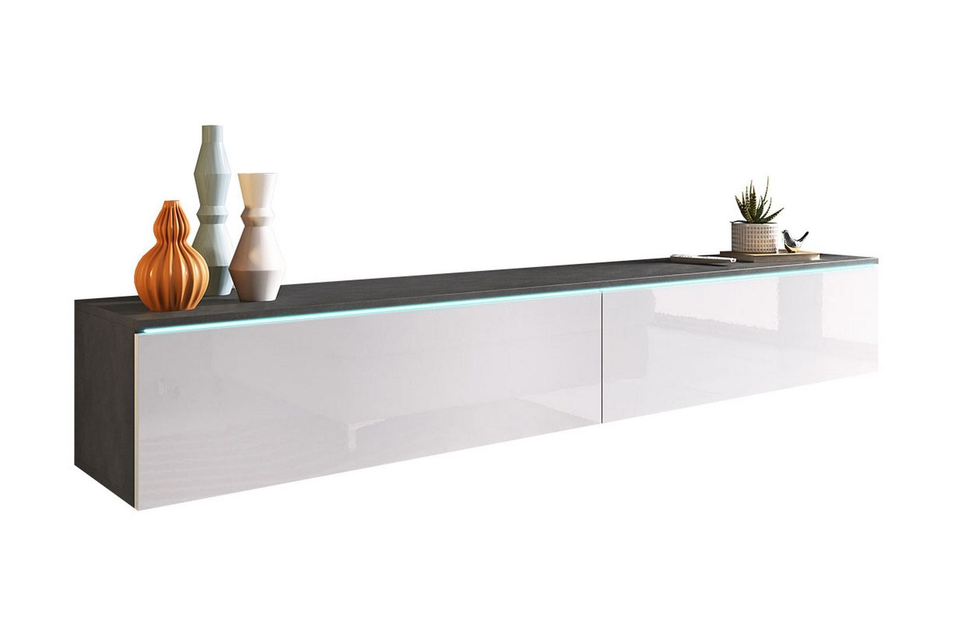 cuguen tv-skåp 180 cm vit led - vit