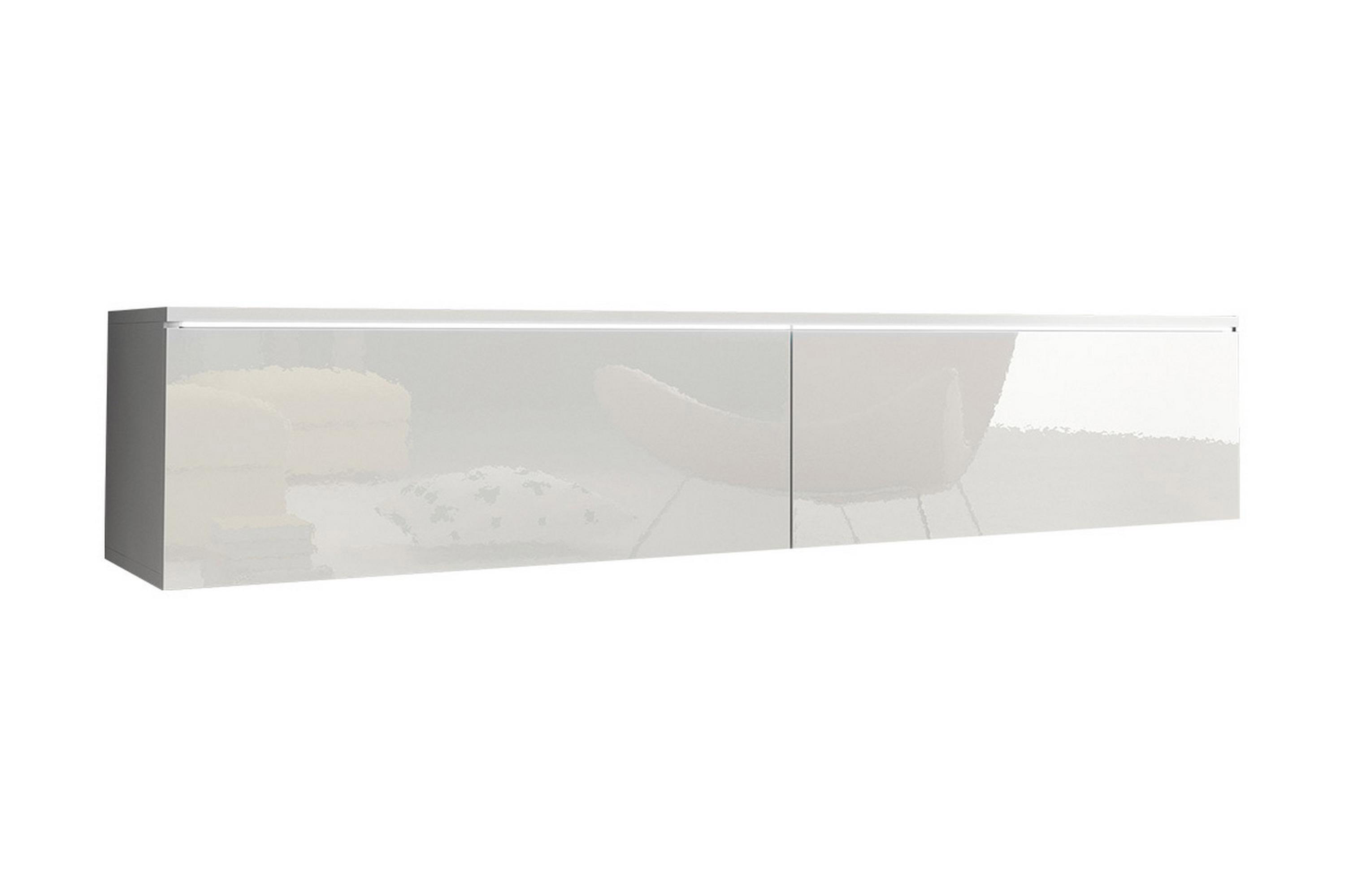 TV-bänk Lourmais 140 cm LED-belysning Vit/Vit LED