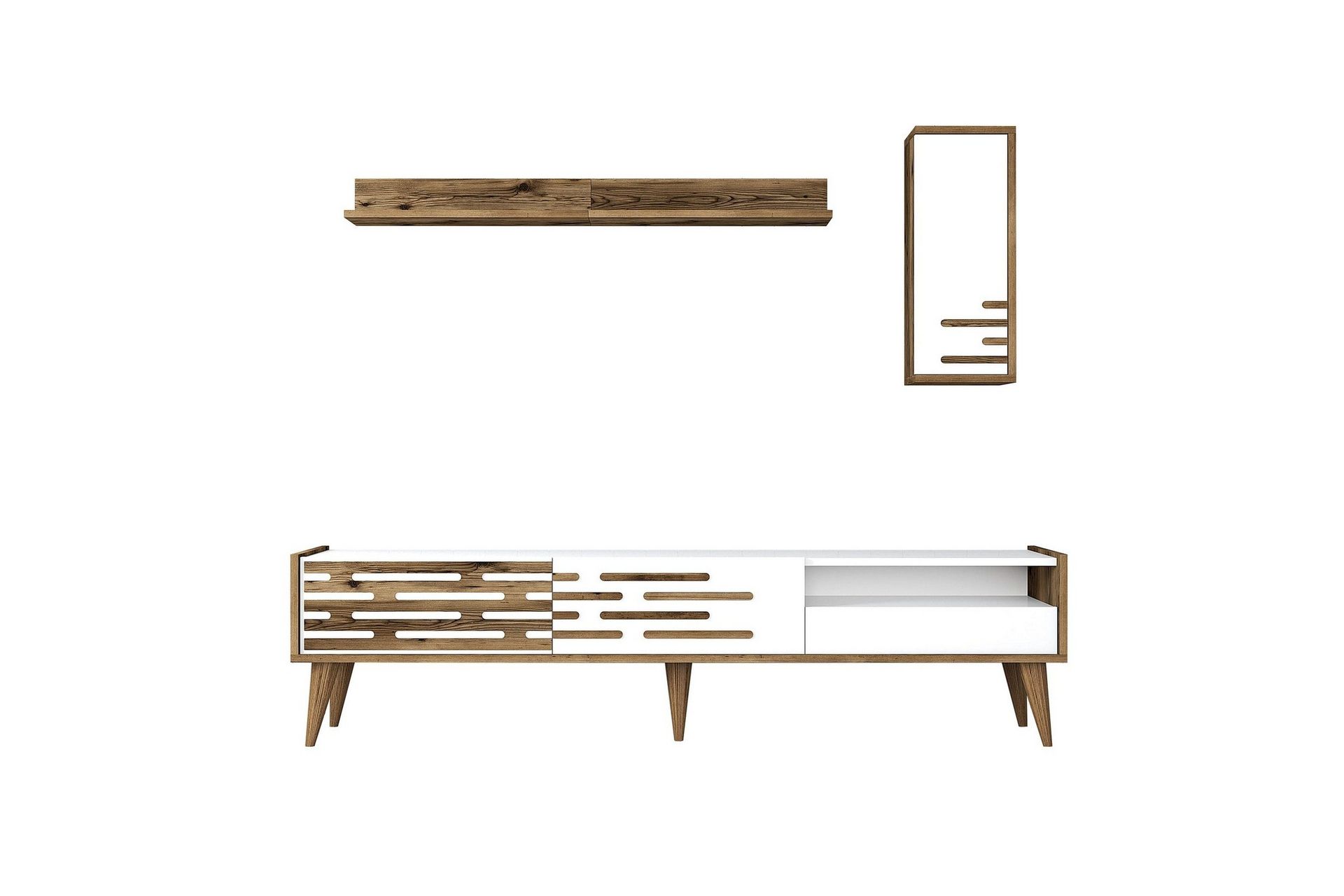 Valensiya Tv-b&auml;nk 180 cm - Valn&ouml;t/Vit