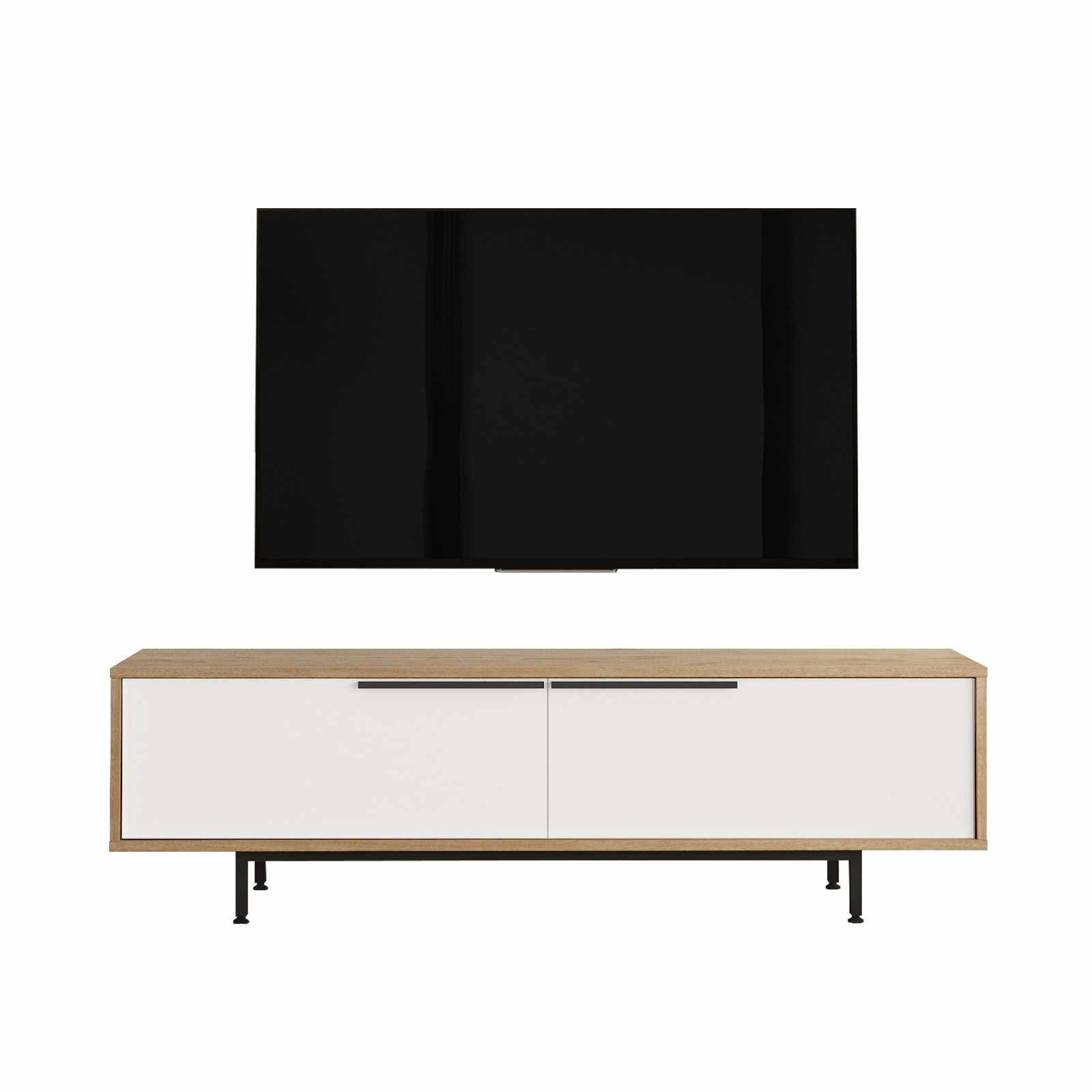 Valren TV-bänk 160x45,1x35,5 cm - Naturlig och vit
