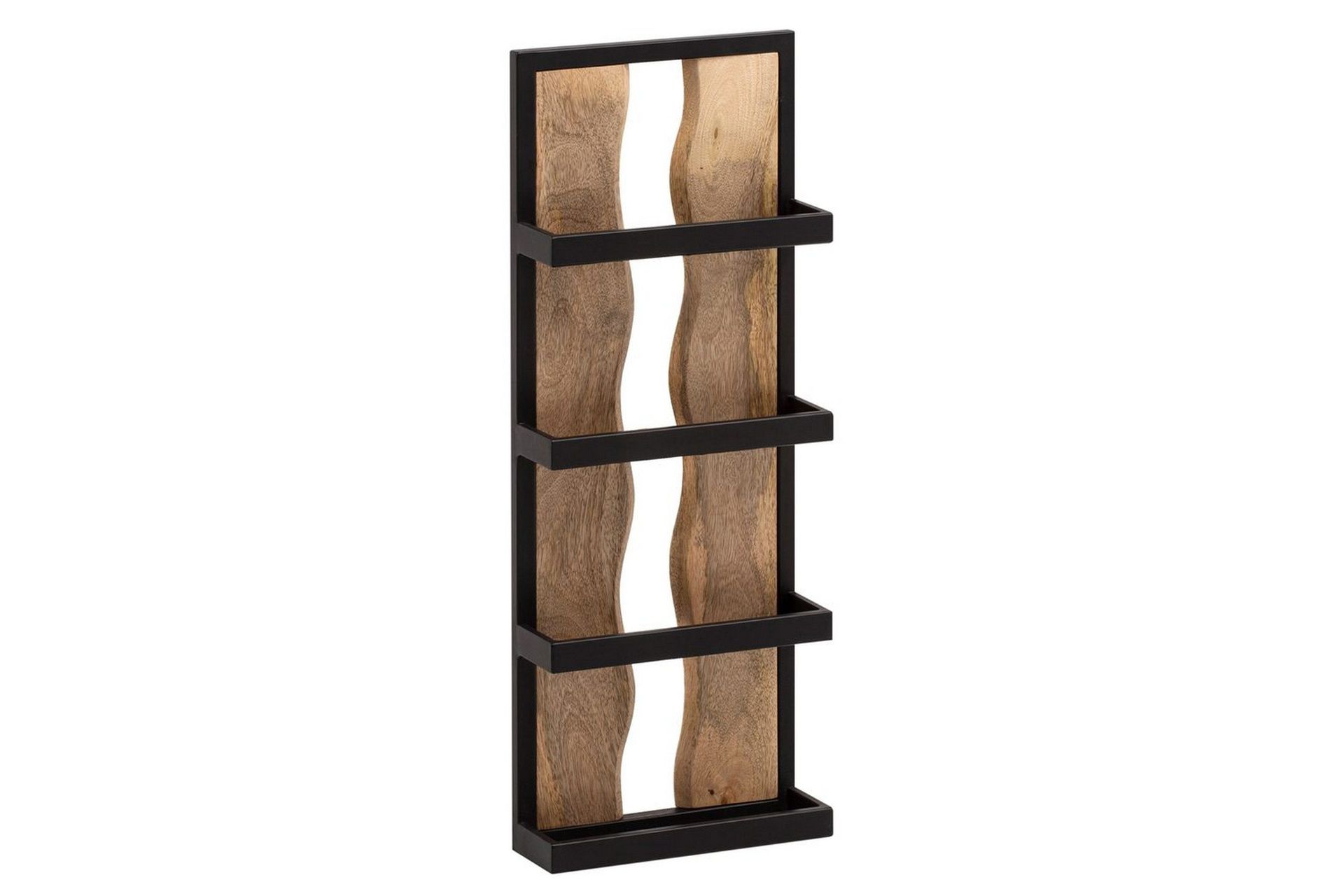 V&auml;gghylla Wohnling Tr&auml;kant Solid Tr&auml; Metallram med 4 Hyllor Industriell -