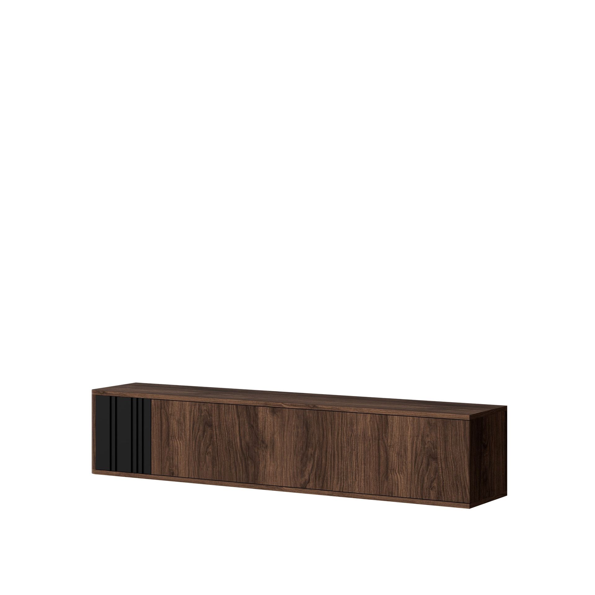 Zalricus TV-bänk 150x30 cm - Svart, valnöt