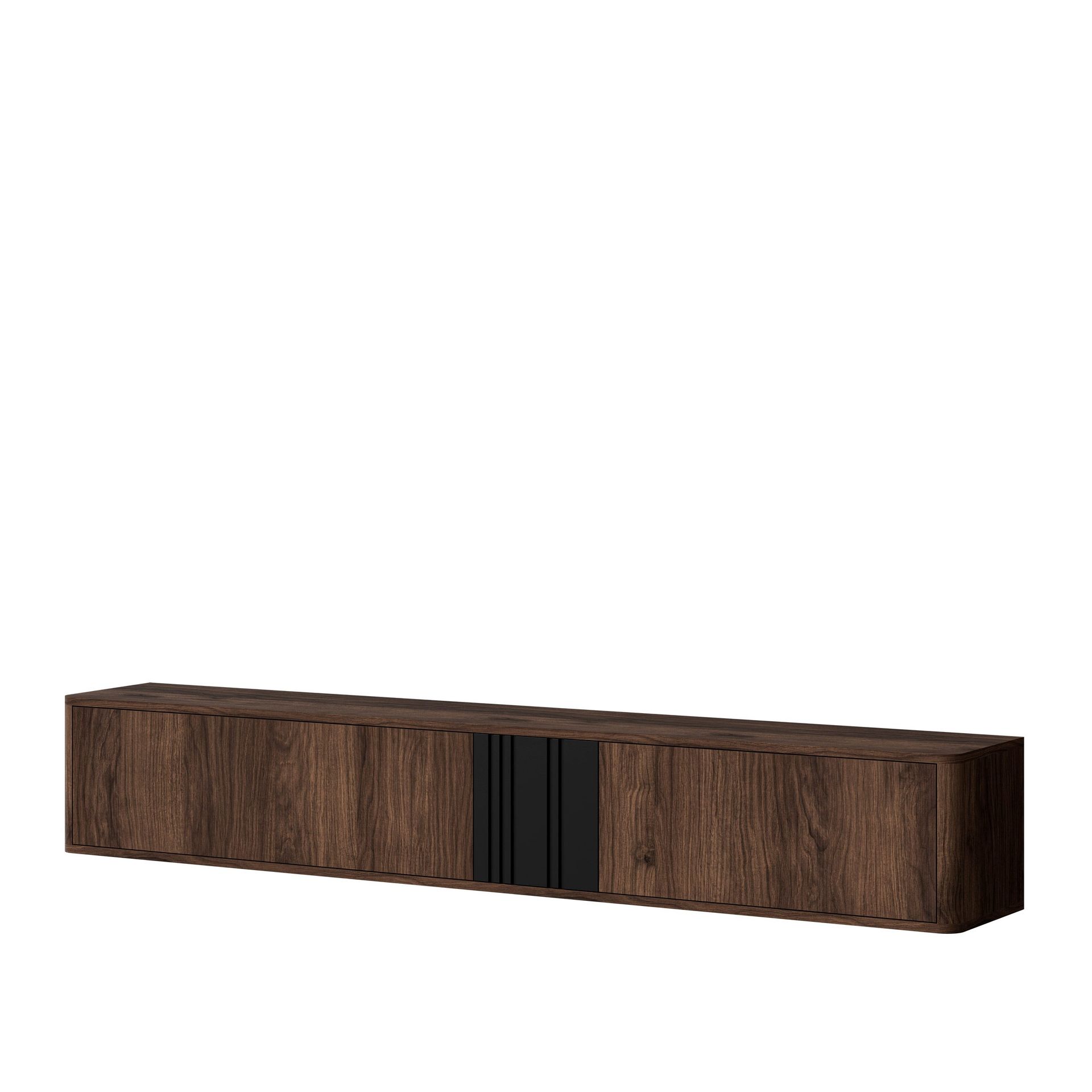 Zalricus TV-bänk 190x30 cm - Svart, valnöt