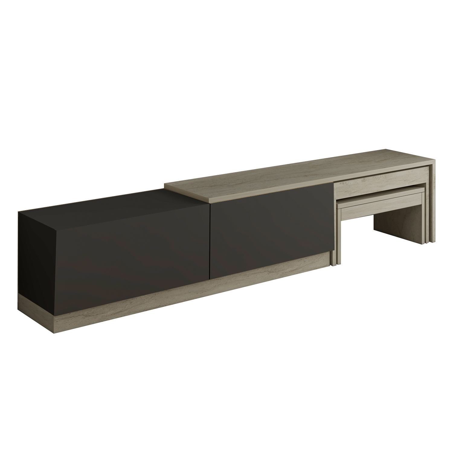 Zalven TV-bänk 180x36x30 cm - Travertin/Antracit