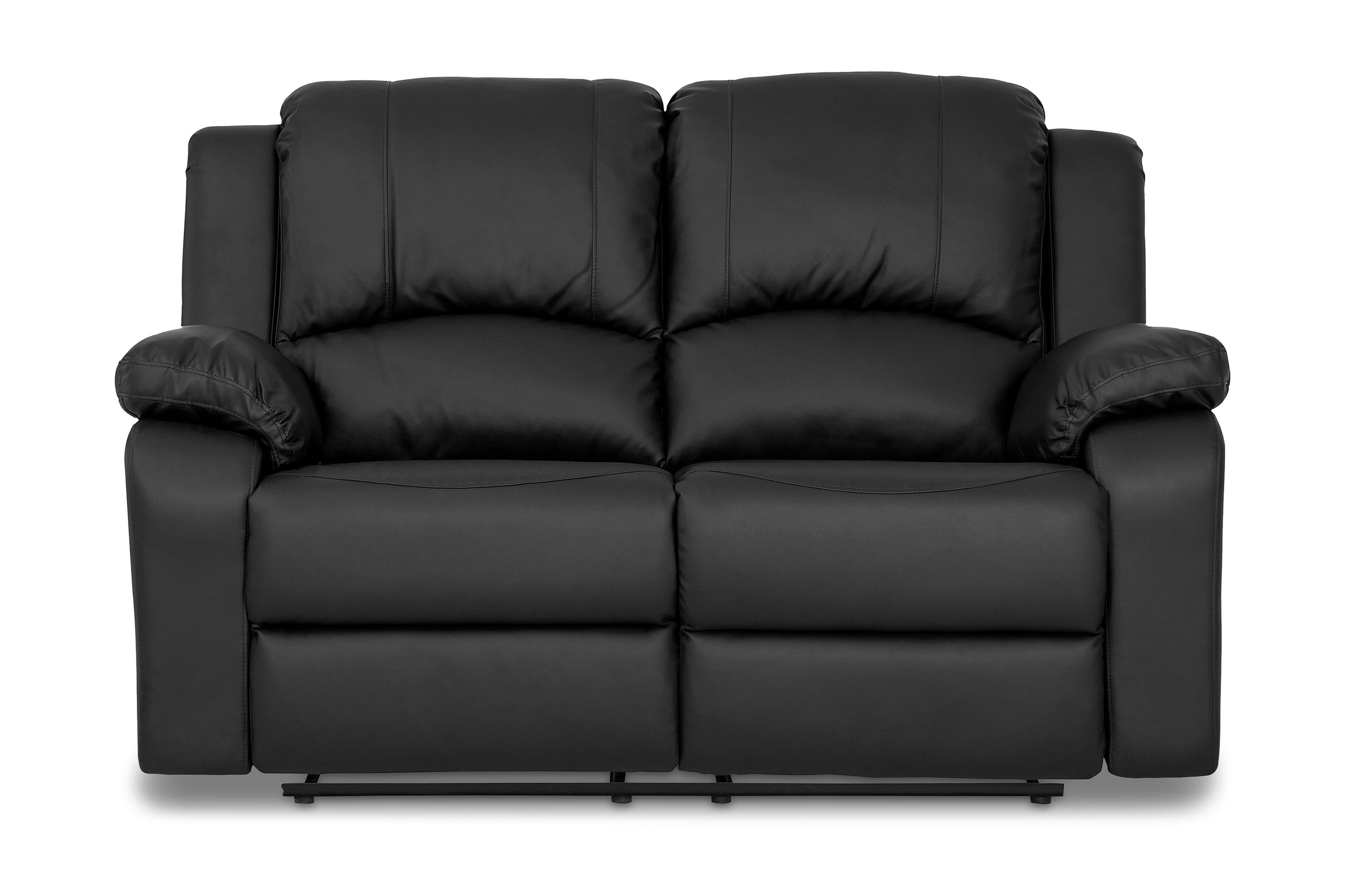 Norbo Liten Reclinersoffa 2-sits Konstläder Fällbar soffa Biosoffa Svart