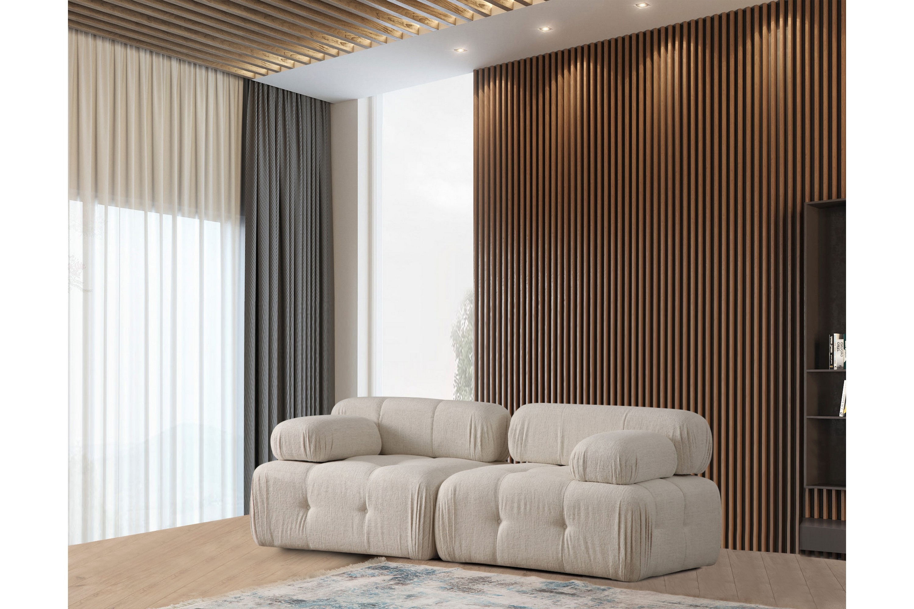 Bubblig Soffa 2-sits Belgin Ljusbeige