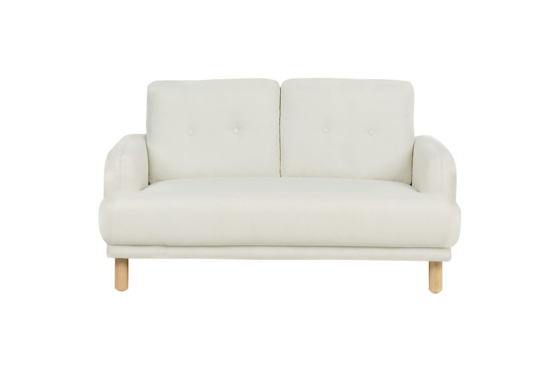 2-sitssoffa Tuve Vit, ljust trä, Polyester - Vit, ljust trä, Polyester