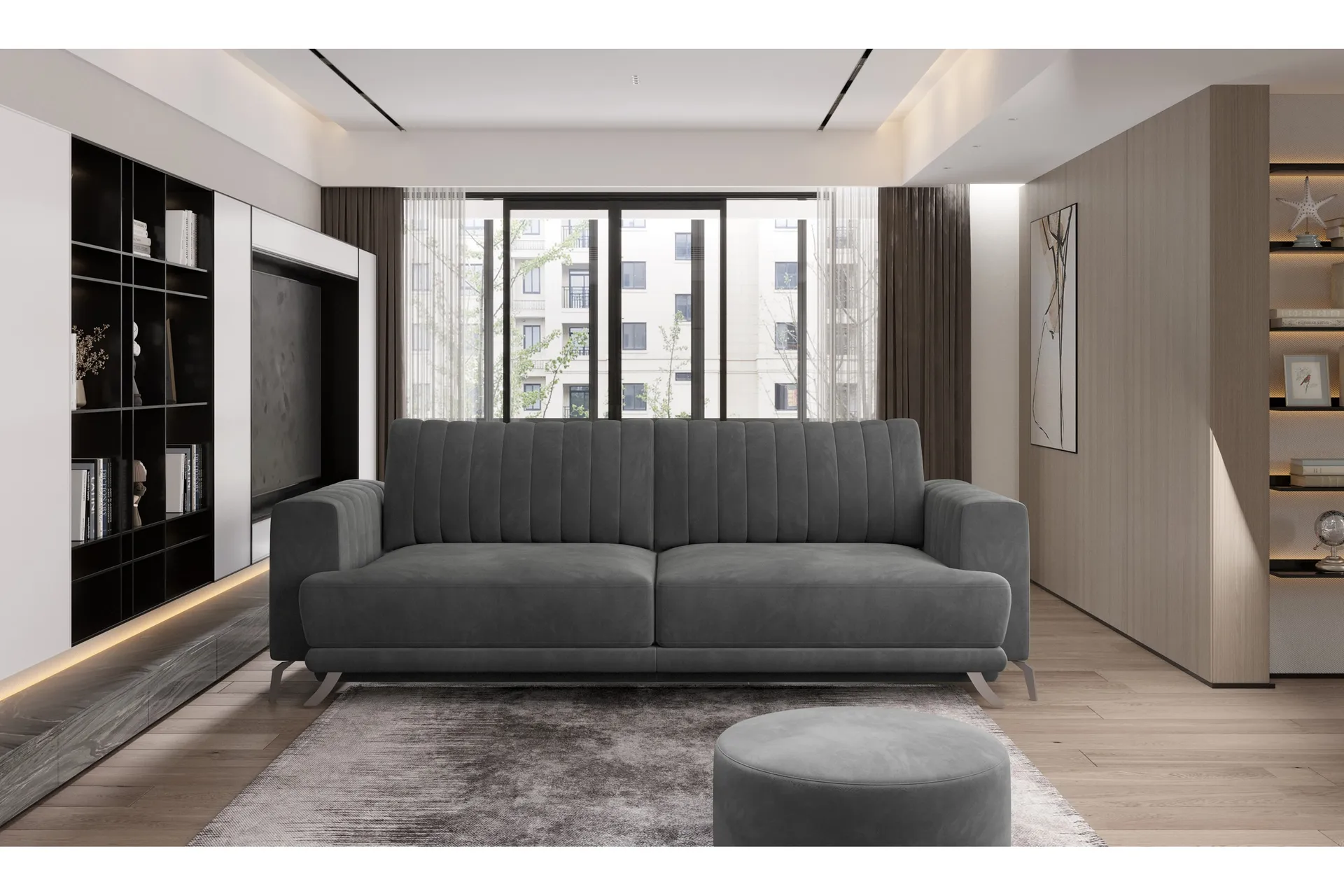 3-sits soffa burgun - mörkgrå