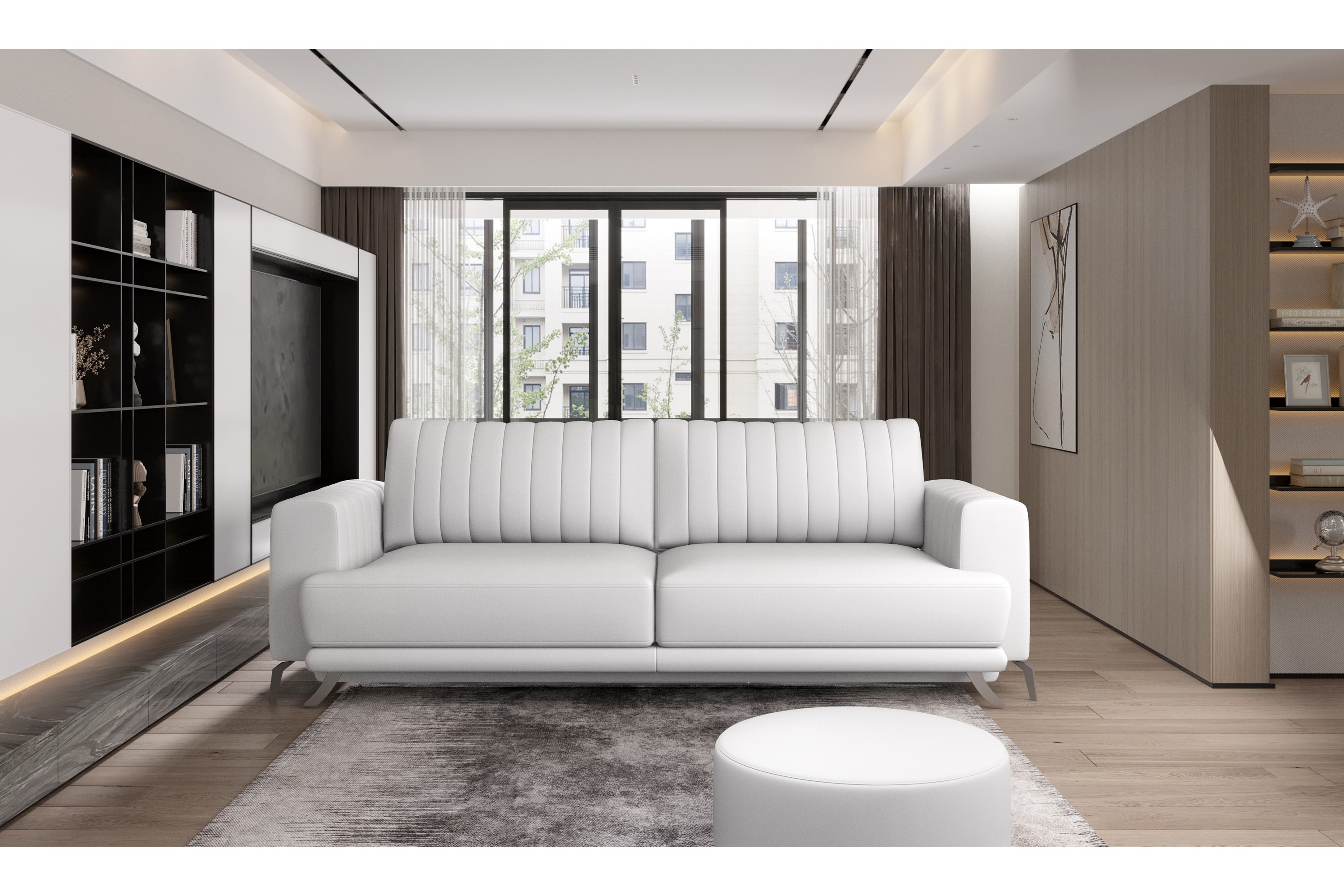3-sits Soffa Burgun Vit